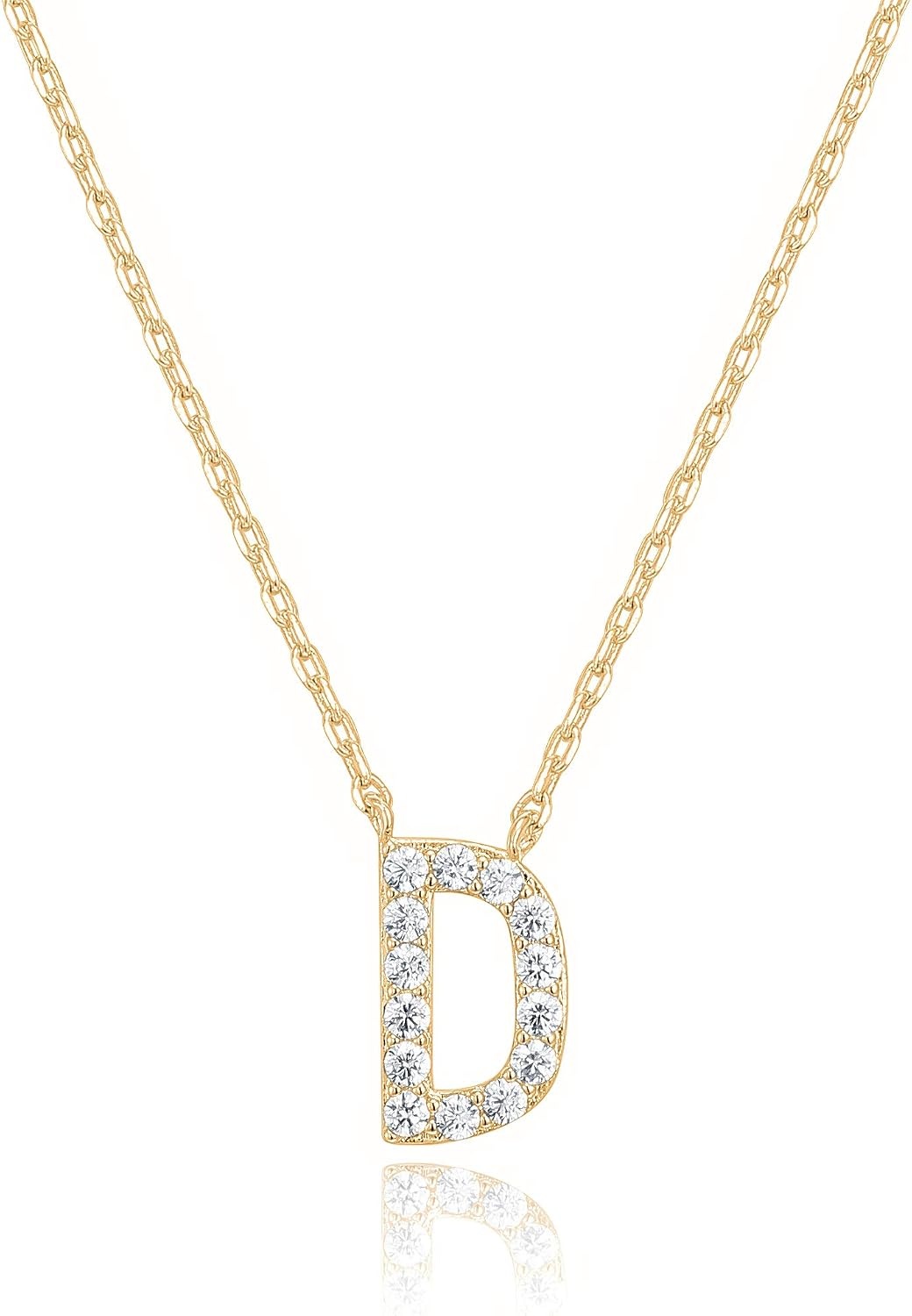 image:imagePAVOI 14K White Gold Plated Cubic Zirconia Initial Necklace Letter Dainty Necklaces for Women D