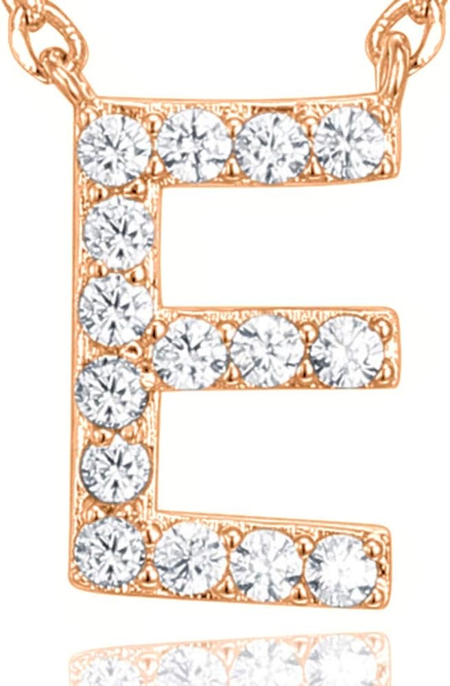 image:imagePAVOI 14K White Gold Plated Cubic Zirconia Initial Necklace Letter Dainty Necklaces for Women E
