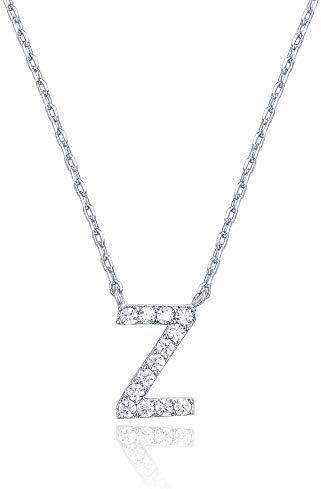 image:imagePAVOI 14K White Gold Plated Cubic Zirconia Initial Necklace Letter Dainty Necklaces for Women Z