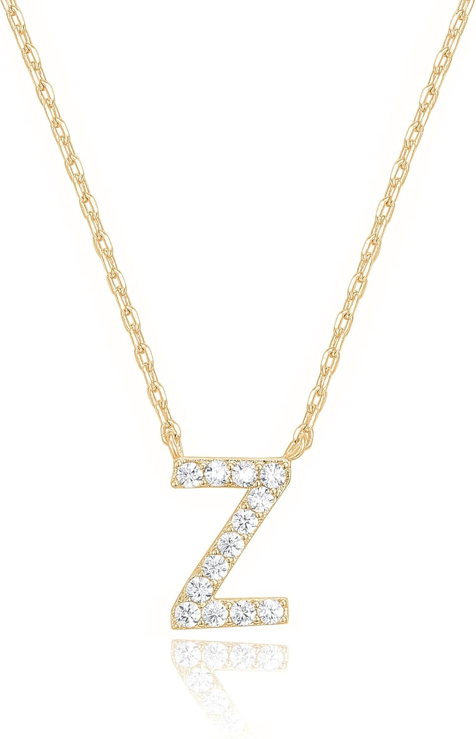 image:imagePAVOI 14K White Gold Plated Cubic Zirconia Initial Necklace Letter Dainty Necklaces for Women Z