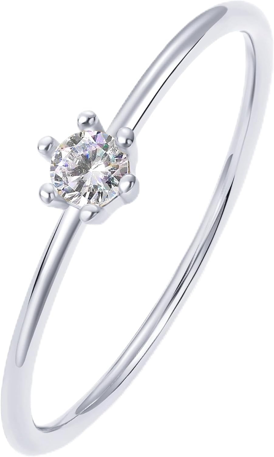 image:imagePAVOI 18K Gold Plated Marquise Round Mini Cubic Zirconia Stackable Rings for Women Dainty Stacking Thin Band for WomenWhite Gold