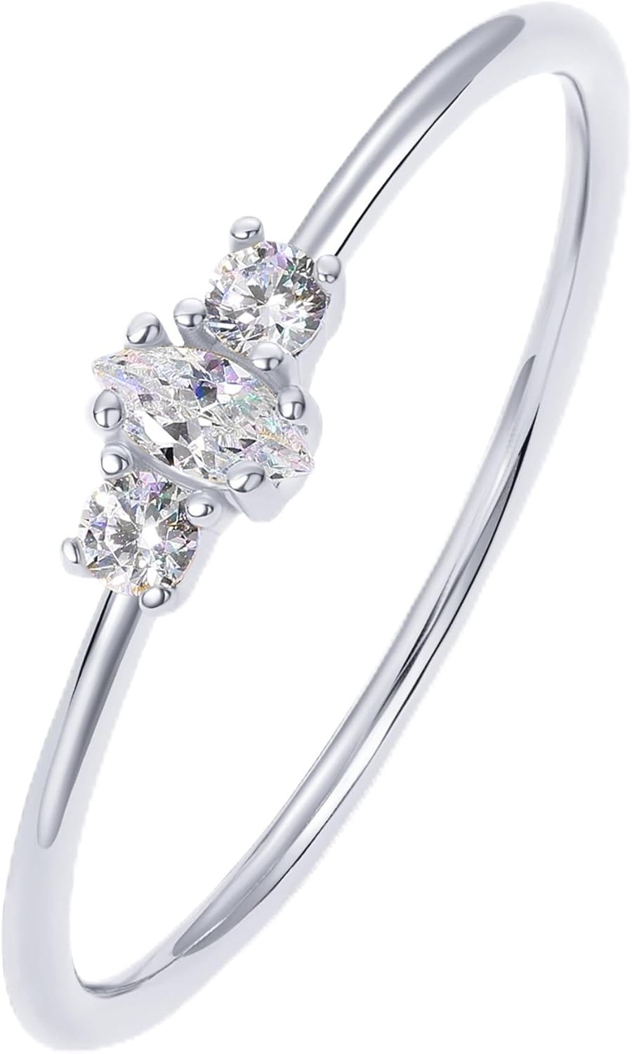 image:imagePAVOI 18K Gold Plated Marquise Round Mini Cubic Zirconia Stackable Rings for Women Dainty Stacking Thin Band for WomenWhite Gold