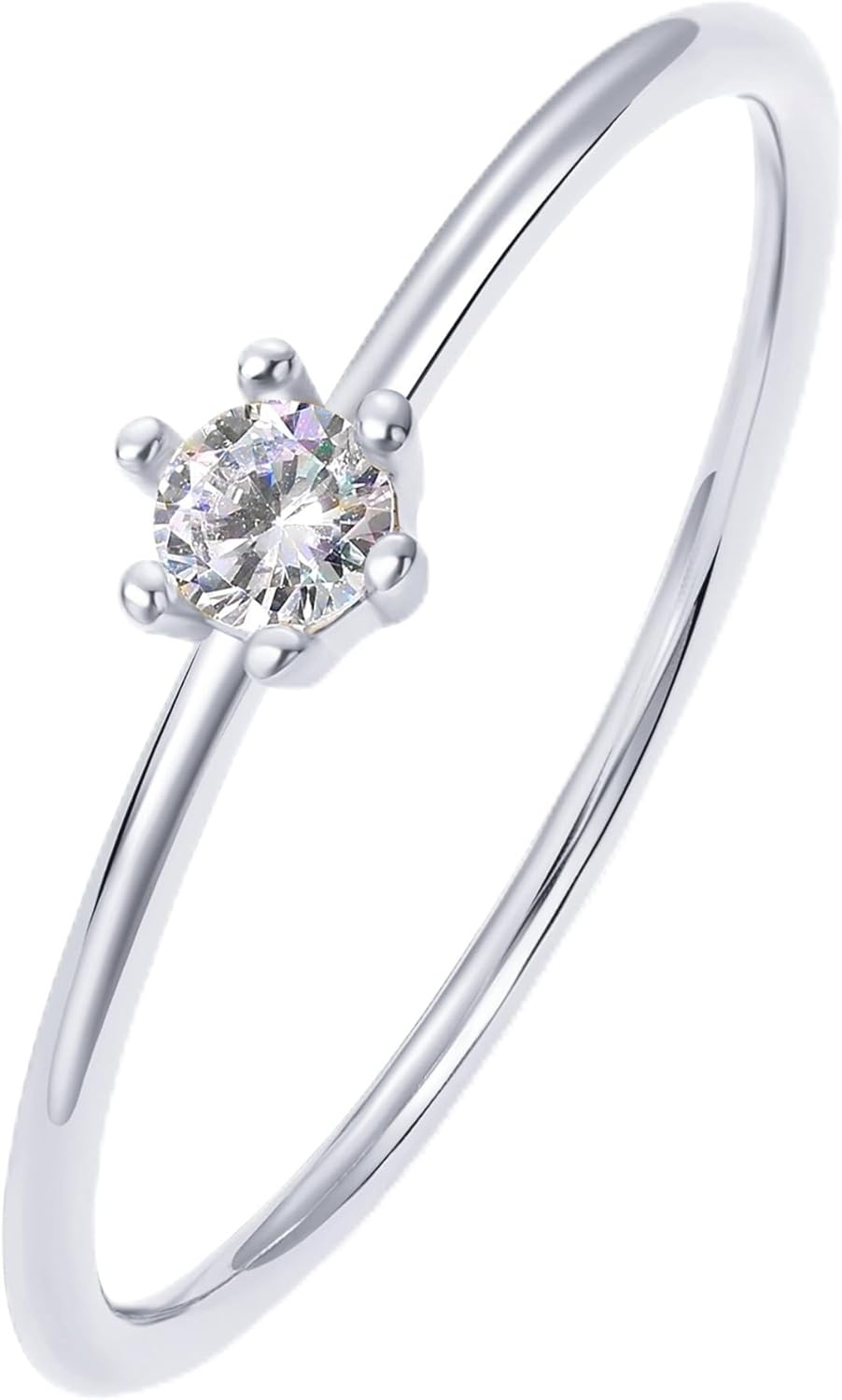 image:imagePAVOI 18K Gold Plated Marquise Round Mini Cubic Zirconia Stackable Rings for Women Dainty Stacking Thin Band for WomenWhite Gold