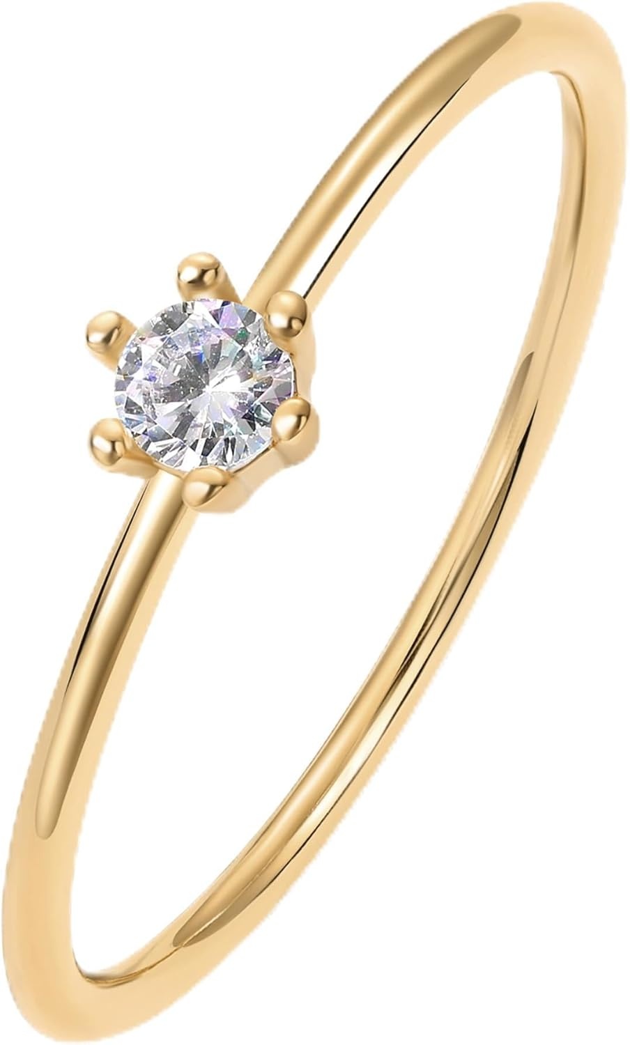image:imagePAVOI 18K Gold Plated Marquise Round Mini Cubic Zirconia Stackable Rings for Women Dainty Stacking Thin Band for WomenYellow Gold