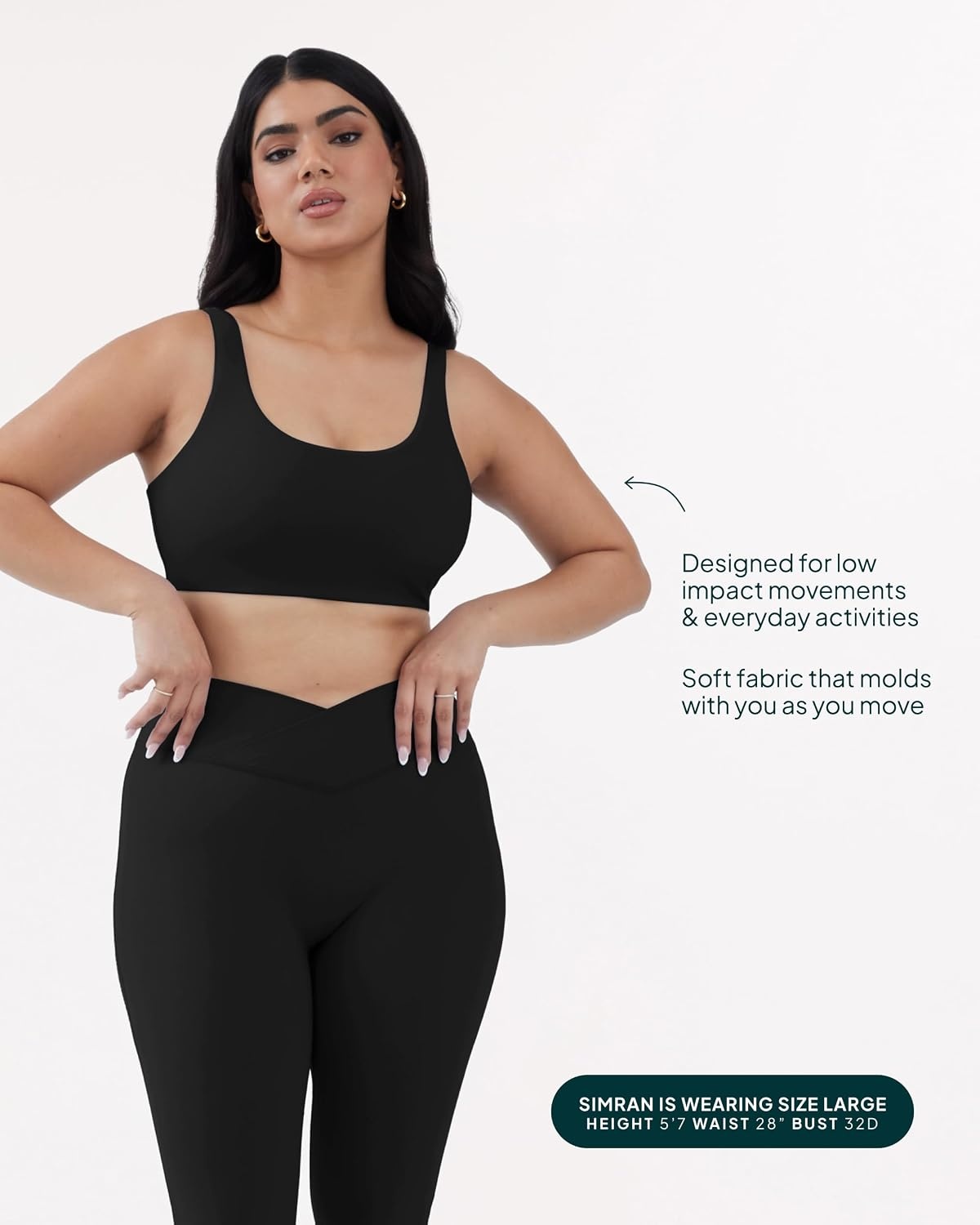 image:imagePAVOI ACTIVE Buttery Soft Sports Bras for Women High Support Low Scoop Neck U Back Padded Yoga Gym Workout Bra FlexFlowBlack