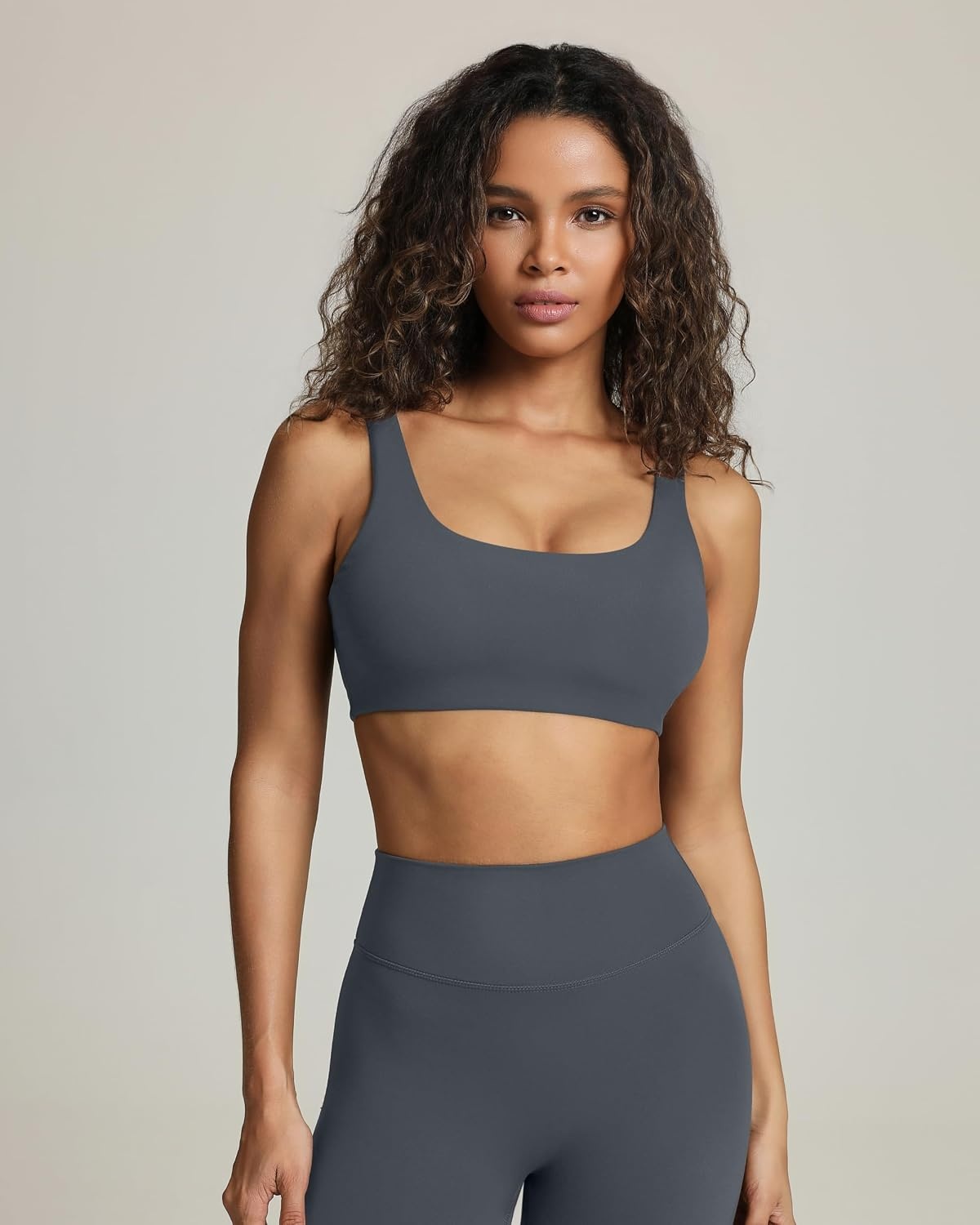 image:imagePAVOI ACTIVE Buttery Soft Sports Bras for Women High Support Low Scoop Neck U Back Padded Yoga Gym Workout Bra FlexFlowThunder