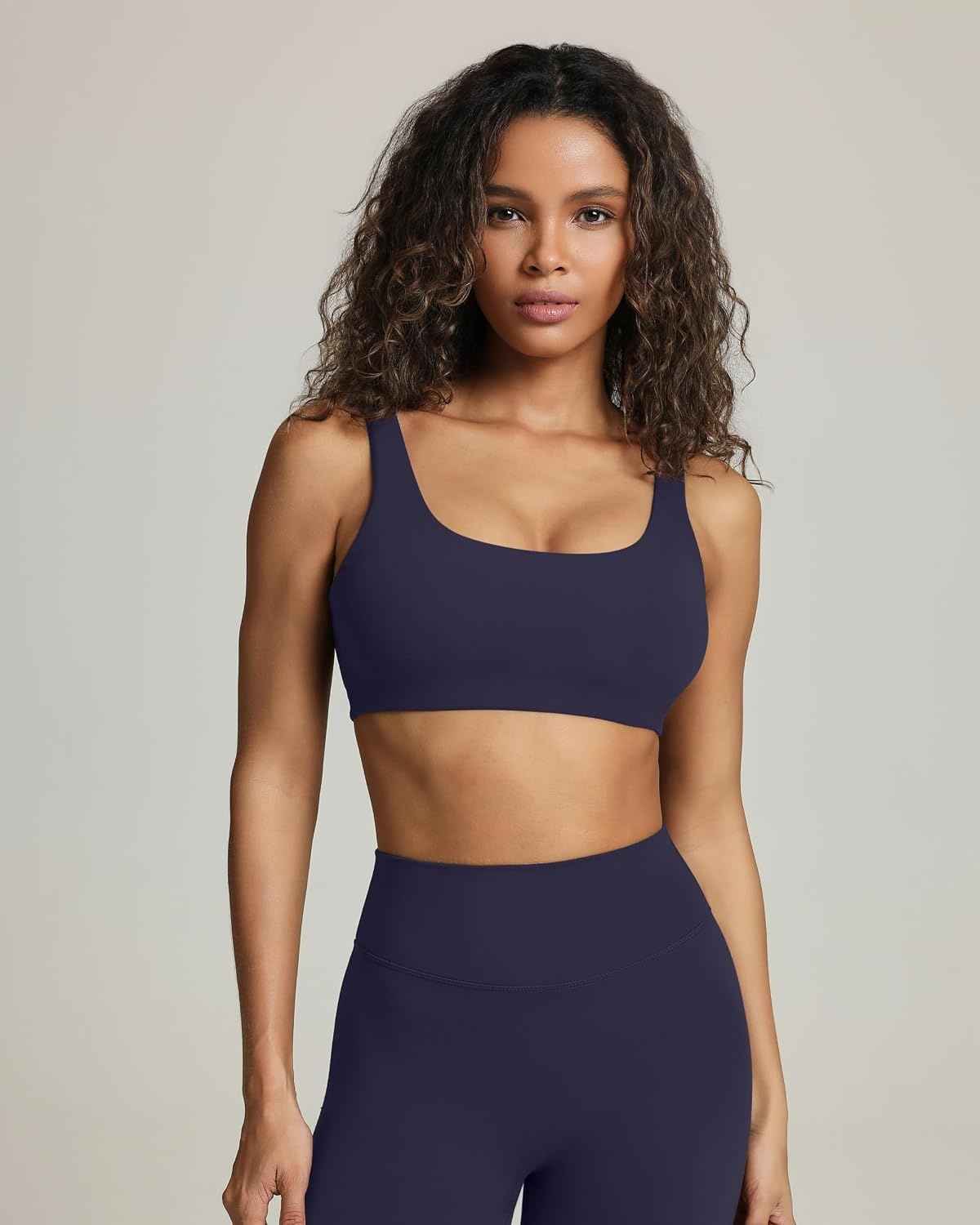 image:imagePAVOI ACTIVE Buttery Soft Sports Bras for Women High Support Low Scoop Neck U Back Padded Yoga Gym Workout Bra FlexFlowTwilight