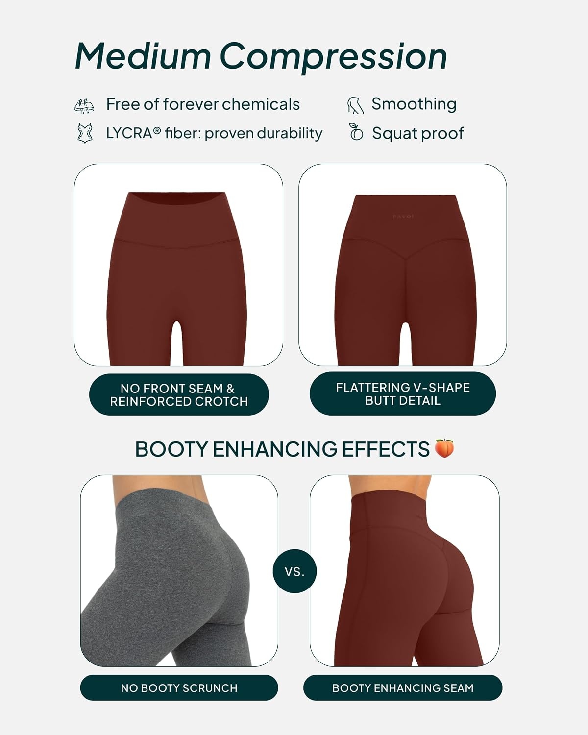 image:imagePAVOI ACTIVE Buttery Soft Workout Leggings for Women High Waisted No Front Seam Gym Leggings Yoga Pants FlexFlowChocolate