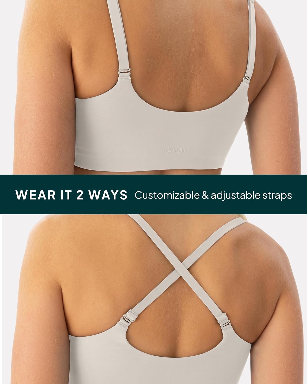 image:imagePAVOI ACTIVE CrossOver Sports Bra for Women Low Support Adjustable Cami Straps Cross Front Workout Yoga Bras FlexFlowMoon