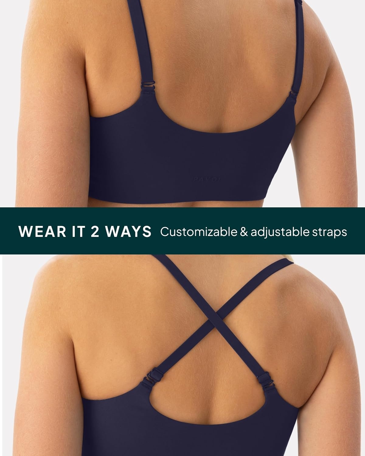 image:imagePAVOI ACTIVE CrossOver Sports Bra for Women Low Support Adjustable Cami Straps Cross Front Workout Yoga Bras FlexFlowTwilight