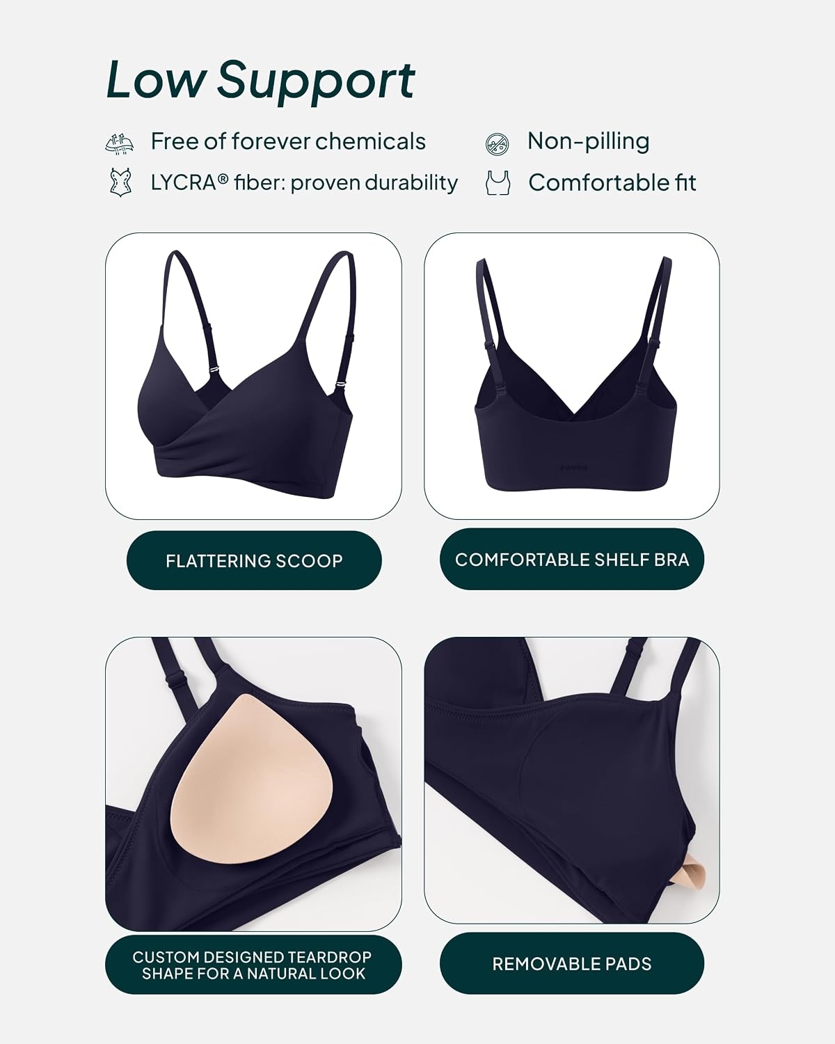 image:imagePAVOI ACTIVE CrossOver Sports Bra for Women Low Support Adjustable Cami Straps Cross Front Workout Yoga Bras FlexFlowTwilight