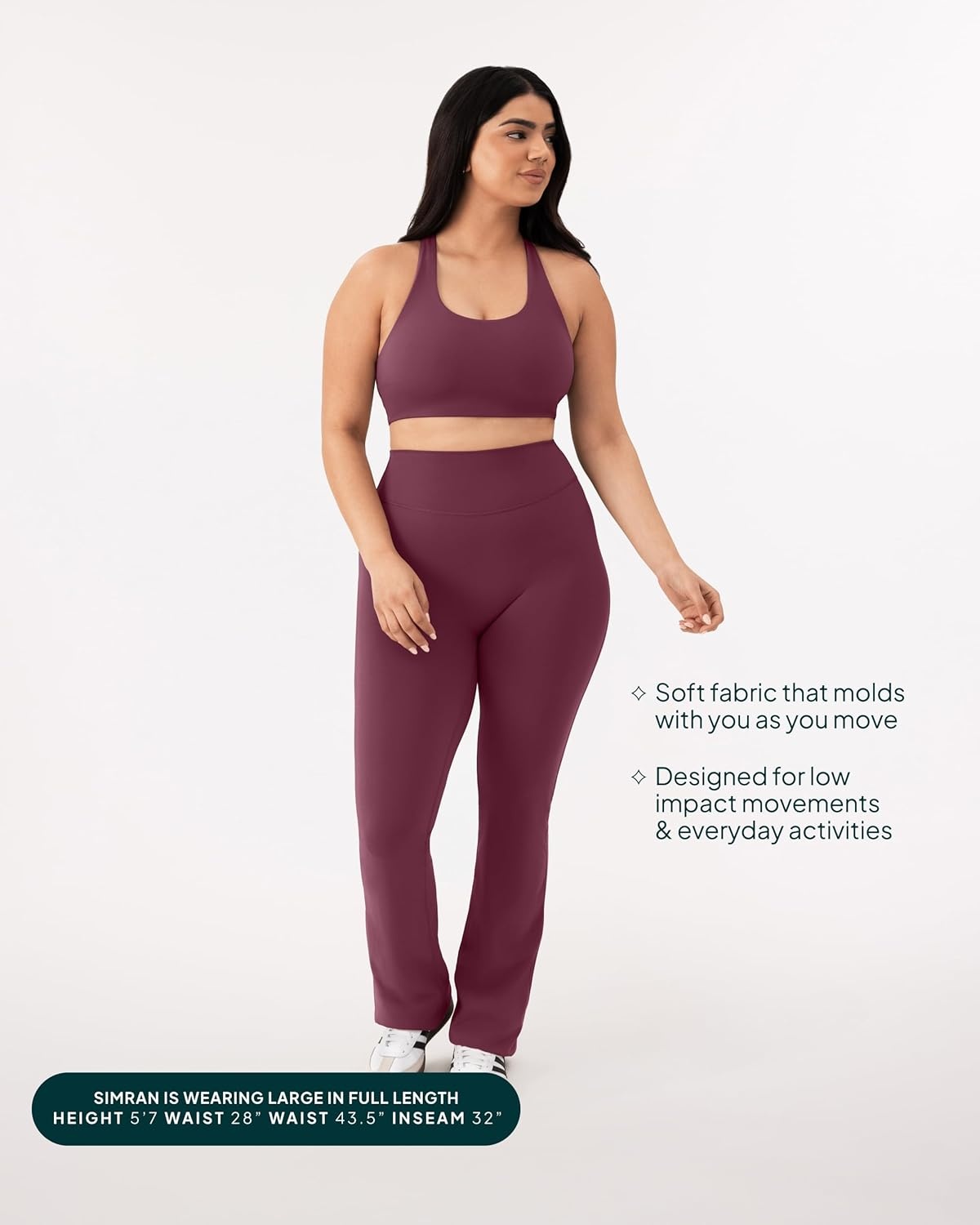 image:imagePAVOI ACTIVE High Waisted Flare Leggings for Women Buttery Soft Bell Bottom Workout Flared Wide Leg Yoga Pants FlexFlowBordeaux