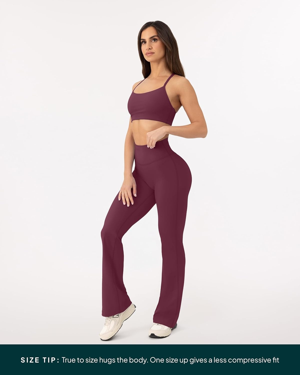 image:imagePAVOI ACTIVE High Waisted Flare Leggings for Women Buttery Soft Bell Bottom Workout Flared Wide Leg Yoga Pants FlexFlowBordeaux