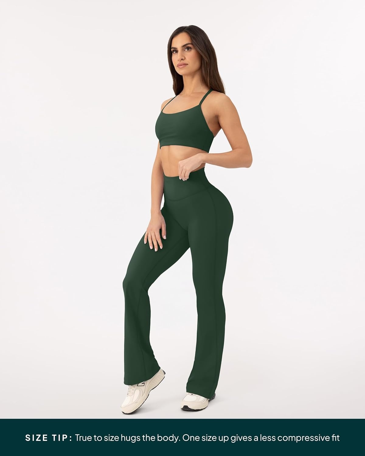 image:imagePAVOI ACTIVE High Waisted Flare Leggings for Women Buttery Soft Bell Bottom Workout Flared Wide Leg Yoga Pants FlexFlowPine Green