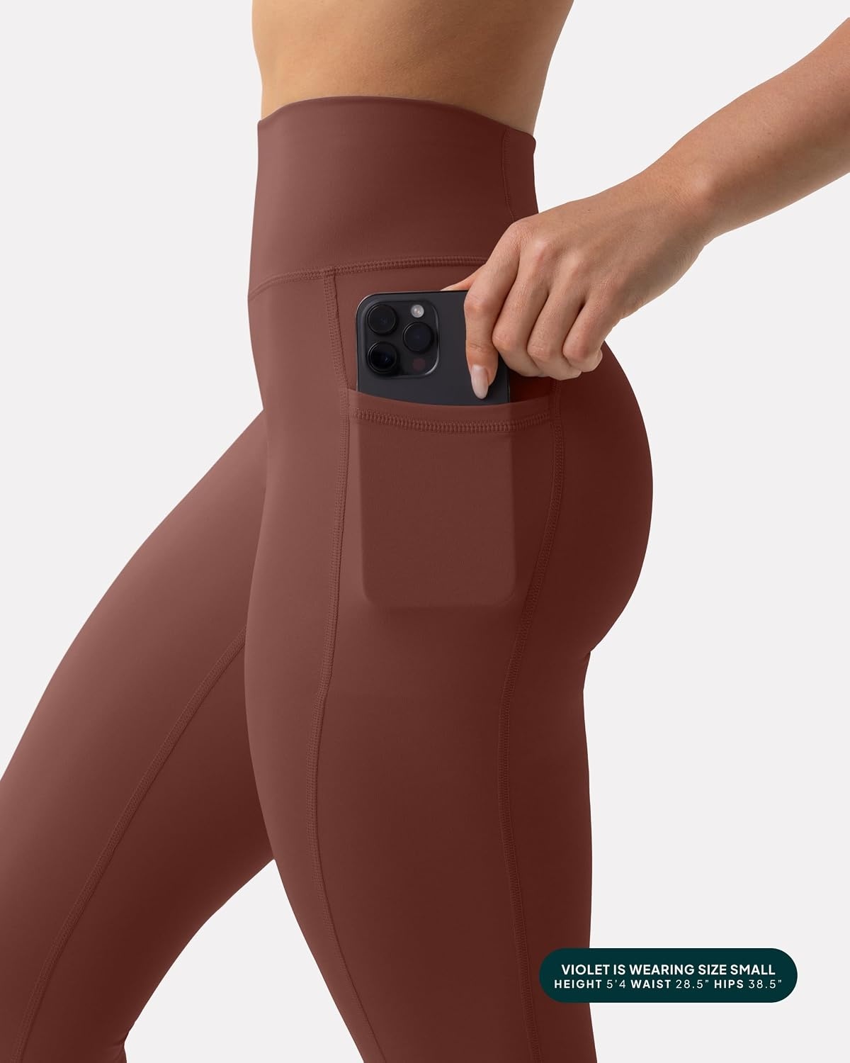 image:imagePAVOI ACTIVE Leggings with Pockets Compressive High Waisted Butt Sculpting Womens Full Length Workout Pants HiPerformChocolate