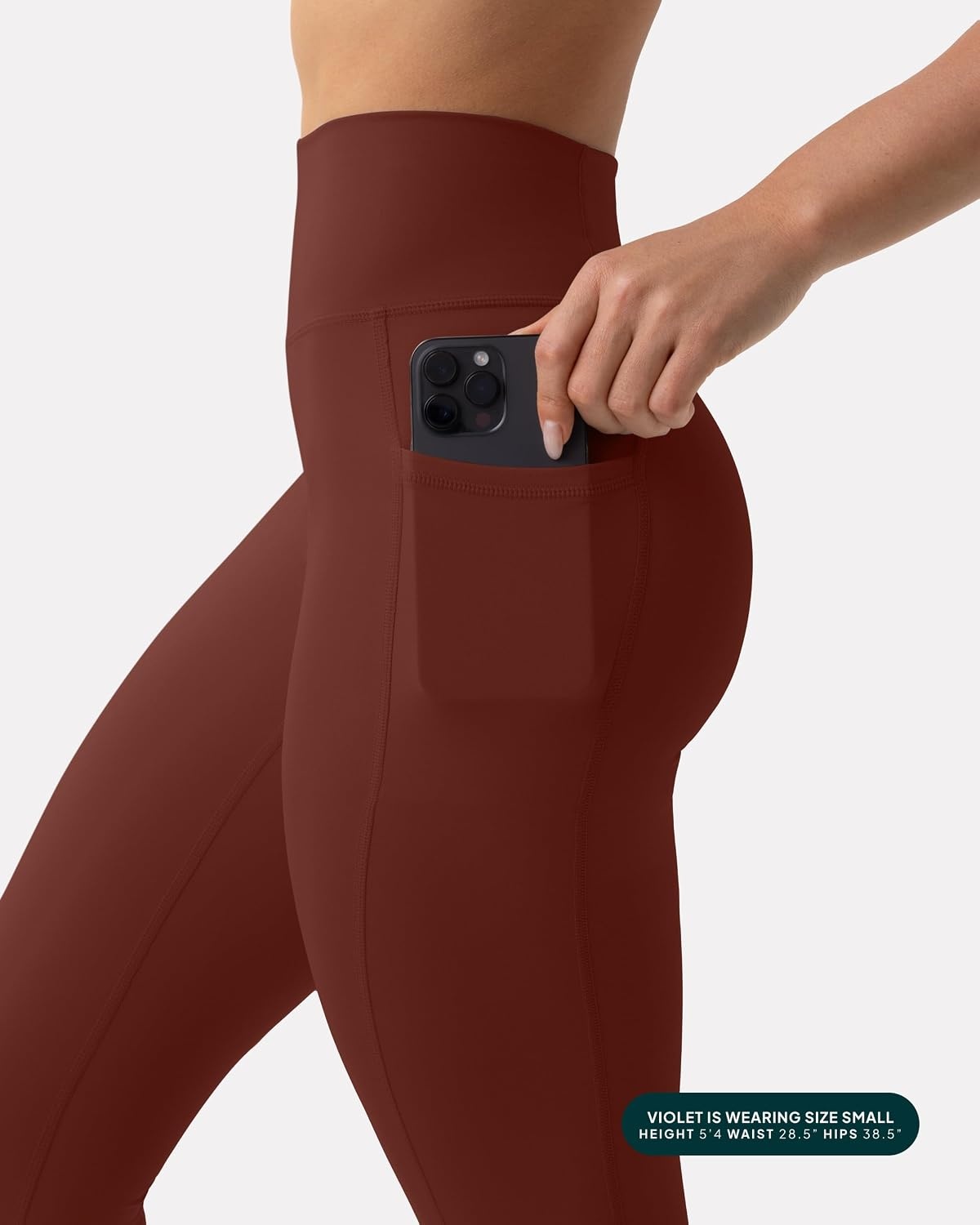image:imagePAVOI ACTIVE Leggings with Pockets Compressive High Waisted Butt Sculpting Womens Full Length Workout Pants HiPerformChocolate