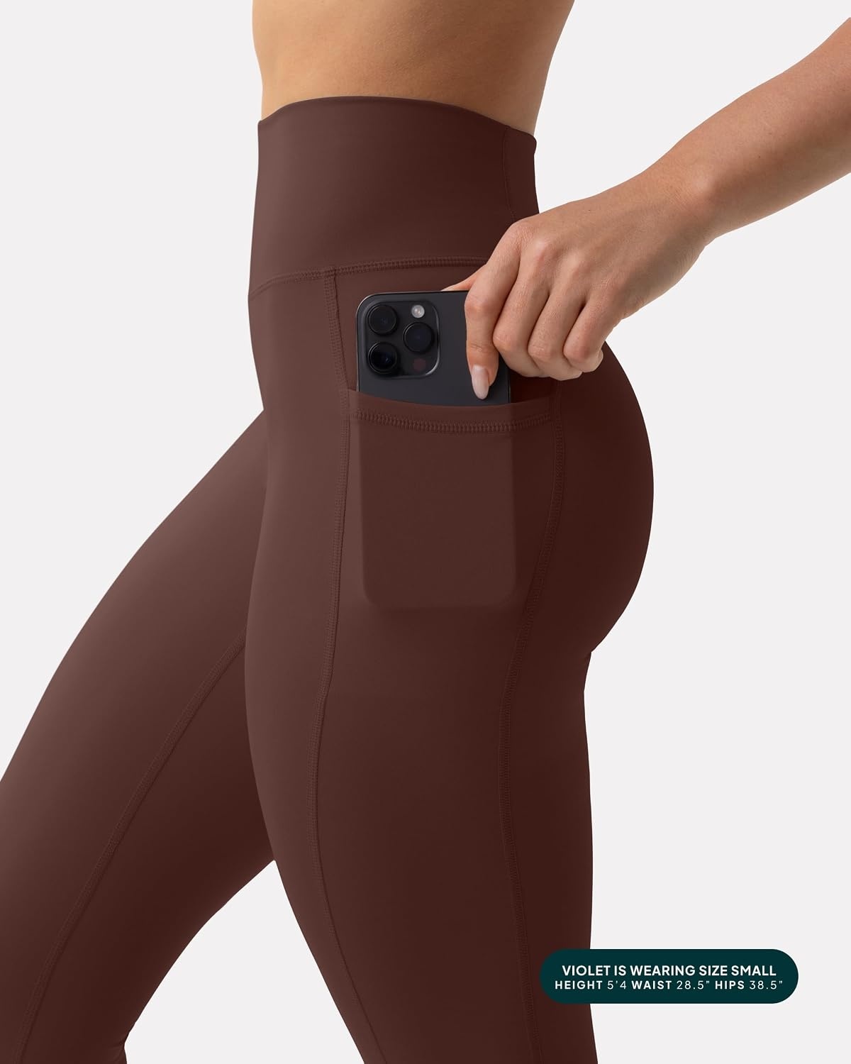 image:imagePAVOI ACTIVE Leggings with Pockets Compressive High Waisted Butt Sculpting Womens Full Length Workout Pants HiPerformCocoa
