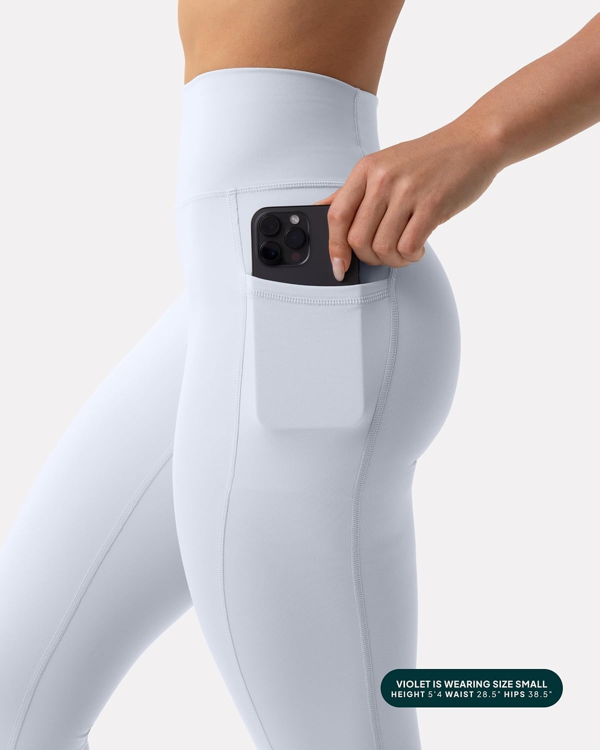 image:imagePAVOI ACTIVE Leggings with Pockets Compressive High Waisted Butt Sculpting Womens Full Length Workout Pants HiPerformSilver