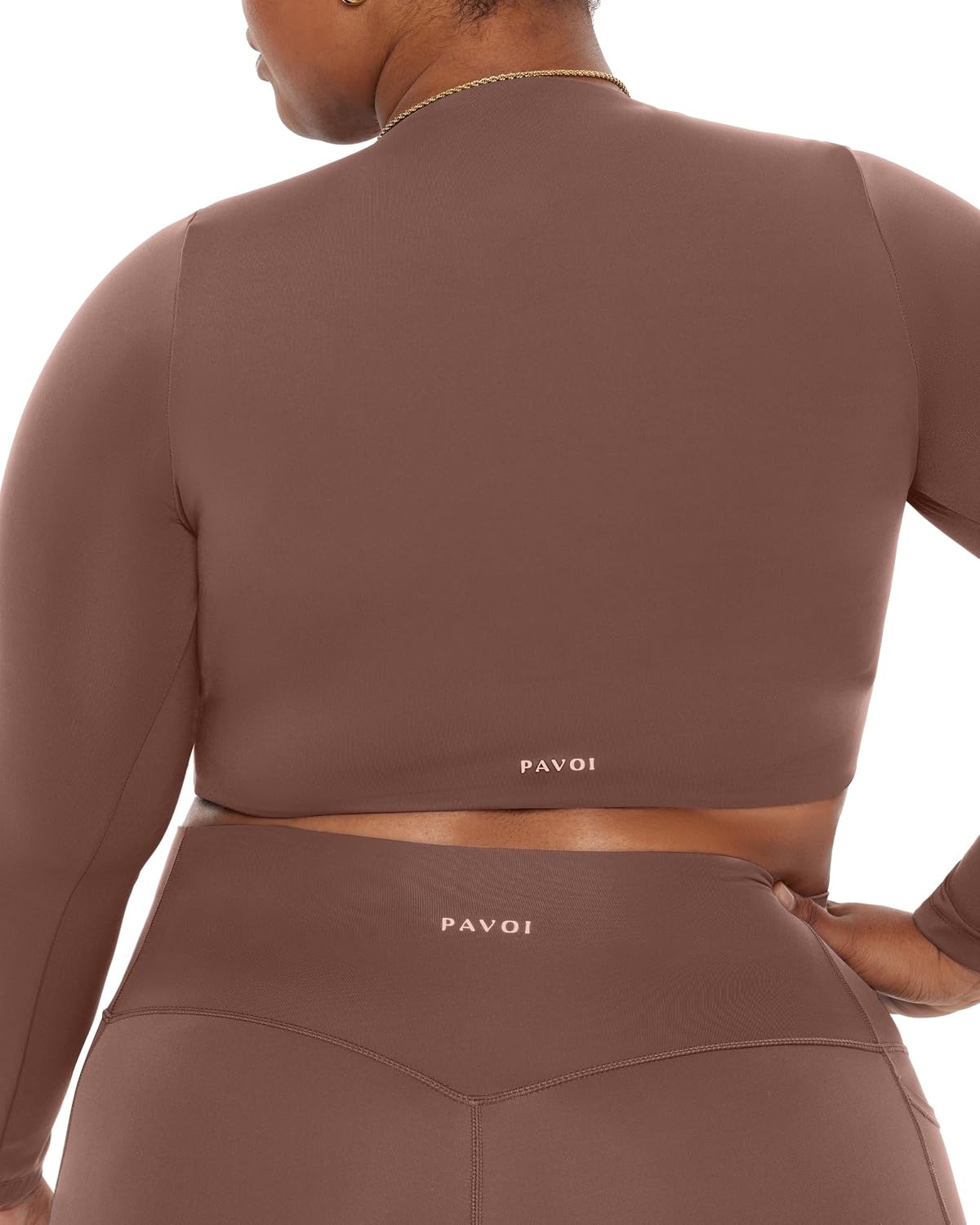 image:imagePAVOI ACTIVE Long Sleeve Crop Top Medium Support Crew Neck MoistureWicking Womens Performance Gym Workout Tee HiPerformClay