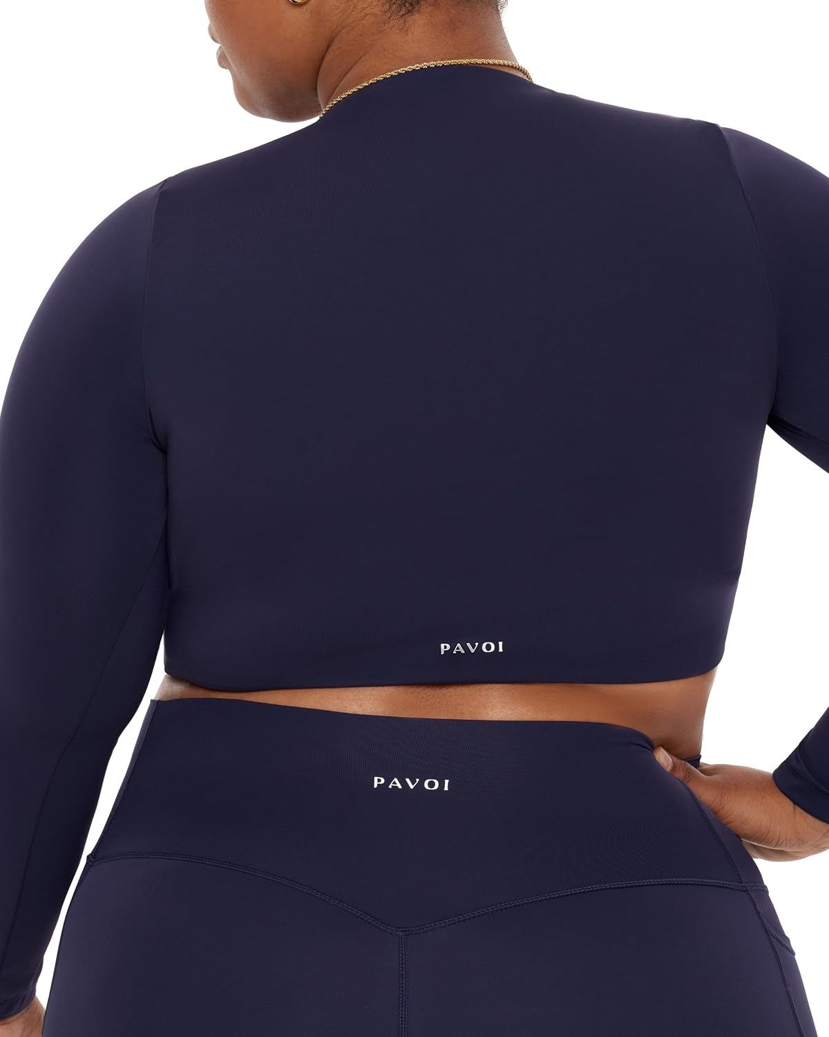image:imagePAVOI ACTIVE Long Sleeve Crop Top Medium Support Crew Neck MoistureWicking Womens Performance Gym Workout Tee HiPerformTwilight