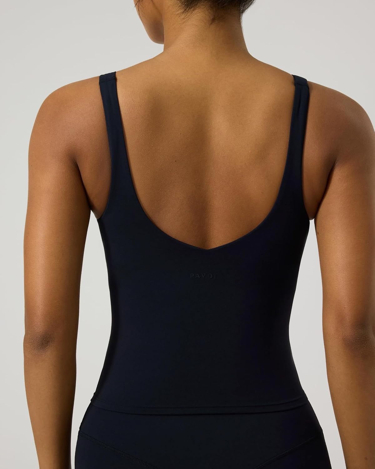 image:imagePAVOI ACTIVE Longline Sports Bra for Women Mid Support Tank Top FlexFlow Wirefree Workout Cropped Tank with Built in Bra V Neck Medium Support Long Sports BraBlack