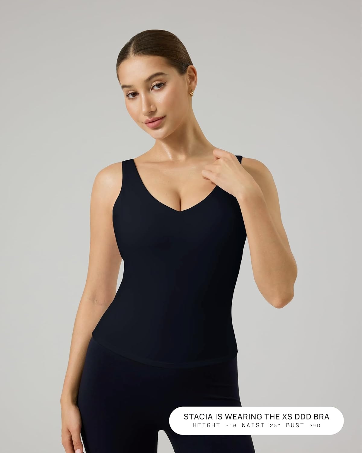 image:imagePAVOI ACTIVE Longline Sports Bra for Women Mid Support Tank Top FlexFlow Wirefree Workout Cropped Tank with Built in Bra V Neck Medium Support Long Sports BraBlack