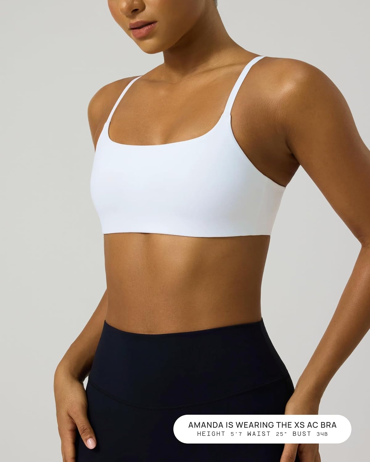 image:imagePAVOI ACTIVE Low Square Neck Sports Bra Adjustable Thin Straps Workout Square Neck Bra for Women Removable Pads FlexFlowWhite