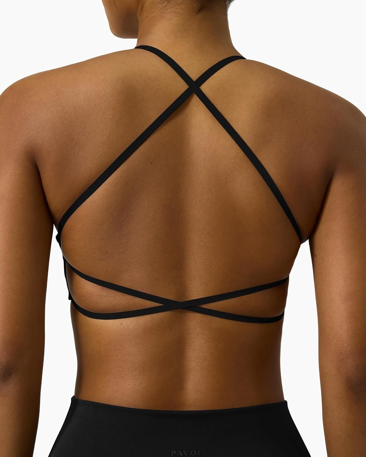 image:imagePAVOI ACTIVE Open Back Strappy Yoga Workout Bras for Women Low Support CrissCross Sports Gym Bra Removable Pads FlexFlowBlack