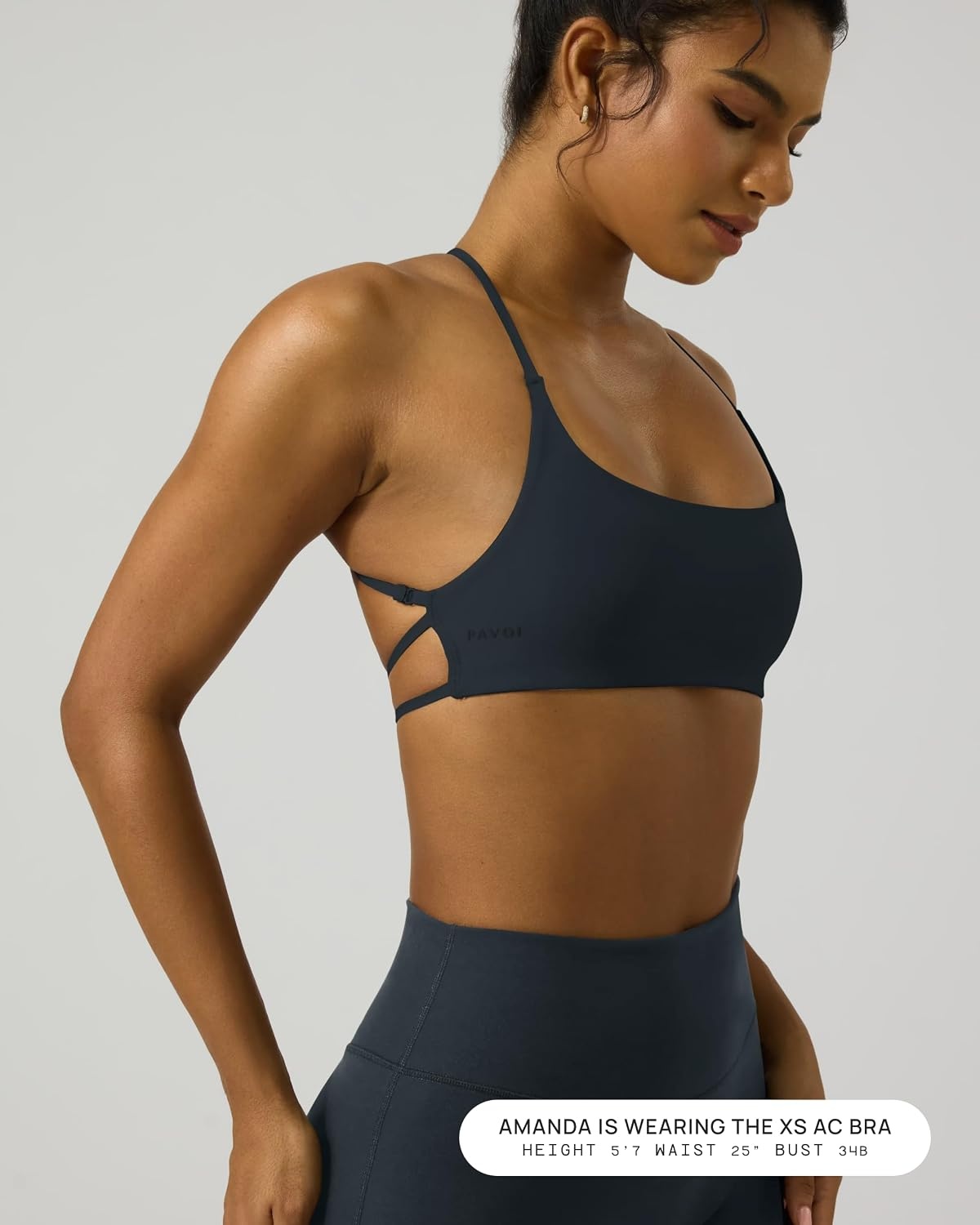 image:imagePAVOI ACTIVE Open Back Strappy Yoga Workout Bras for Women Low Support CrissCross Sports Gym Bra Removable Pads FlexFlowForest Slate
