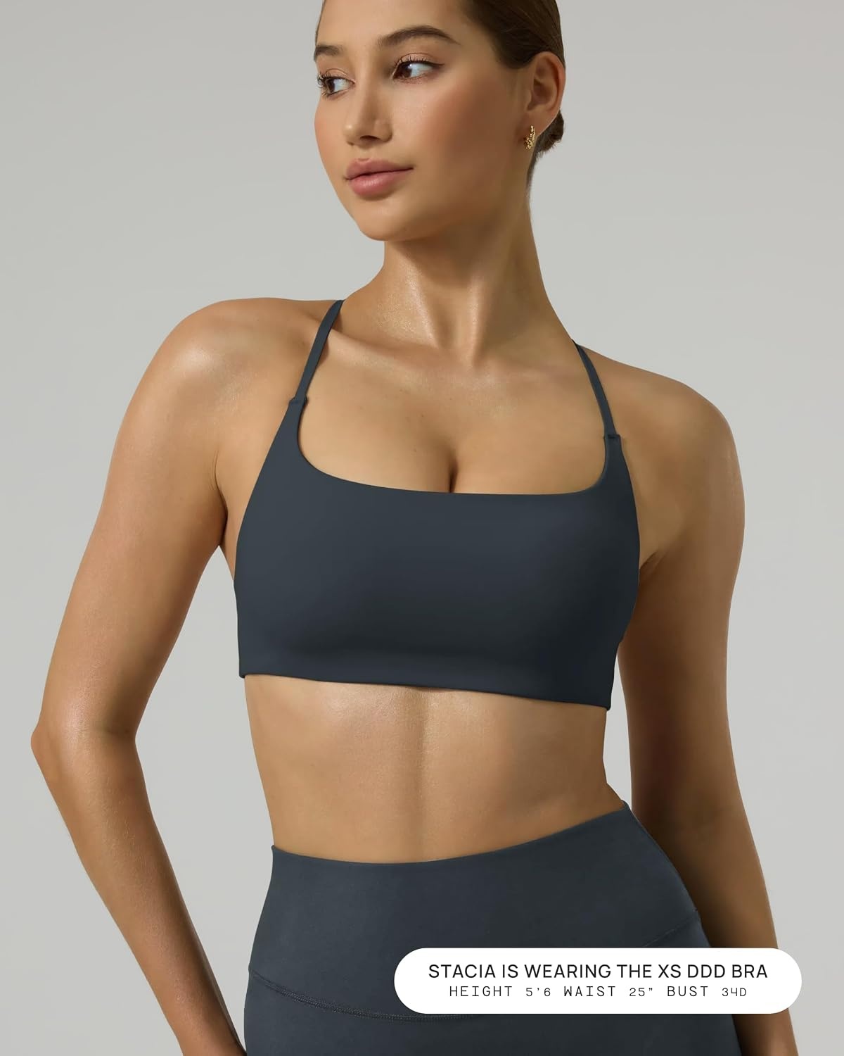 image:imagePAVOI ACTIVE Open Back Strappy Yoga Workout Bras for Women Low Support CrissCross Sports Gym Bra Removable Pads FlexFlowForest Slate
