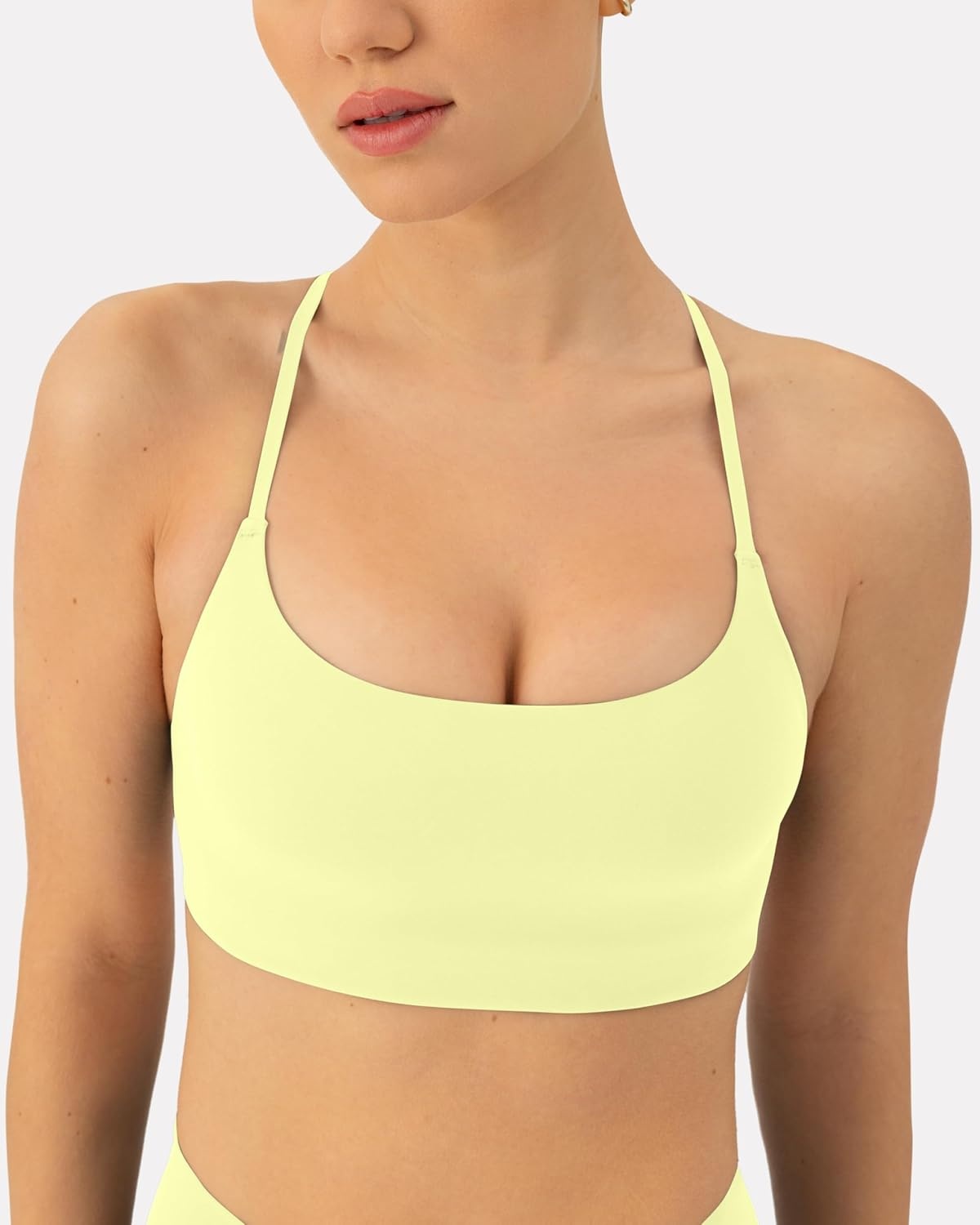 image:imagePAVOI ACTIVE Open Back Strappy Yoga Workout Bras for Women Low Support CrissCross Sports Gym Bra Removable Pads FlexFlowLemonade