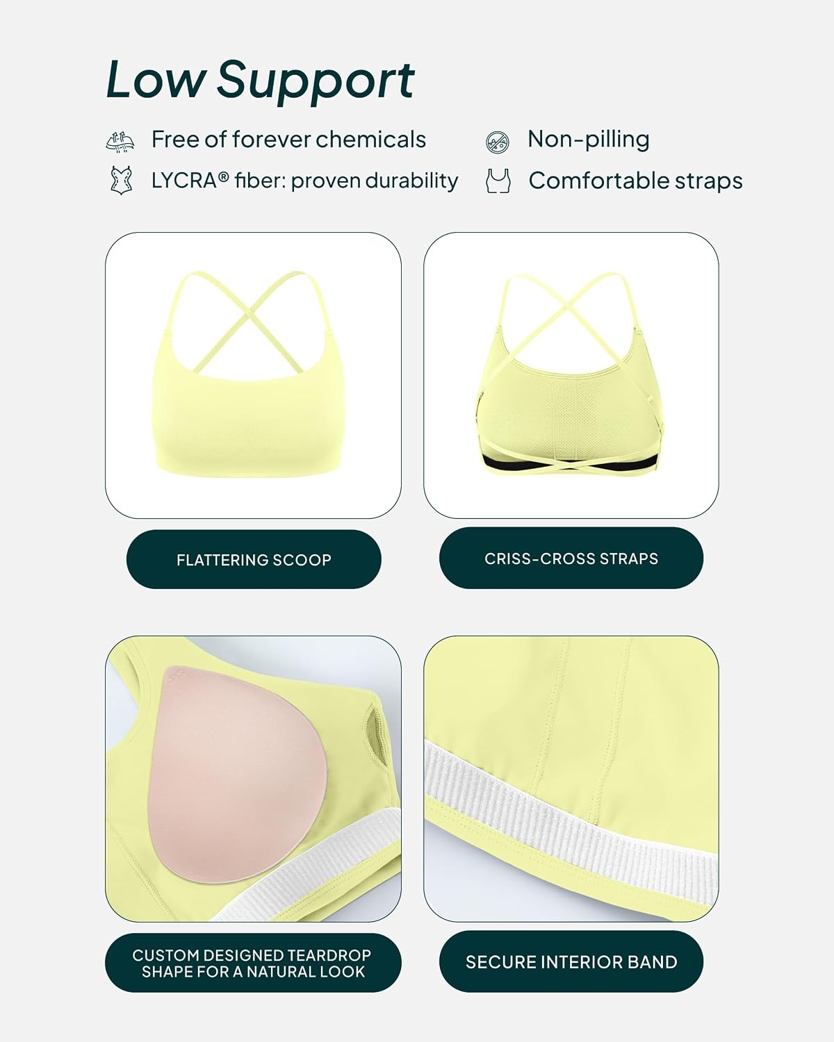 image:imagePAVOI ACTIVE Open Back Strappy Yoga Workout Bras for Women Low Support CrissCross Sports Gym Bra Removable Pads FlexFlowLemonade