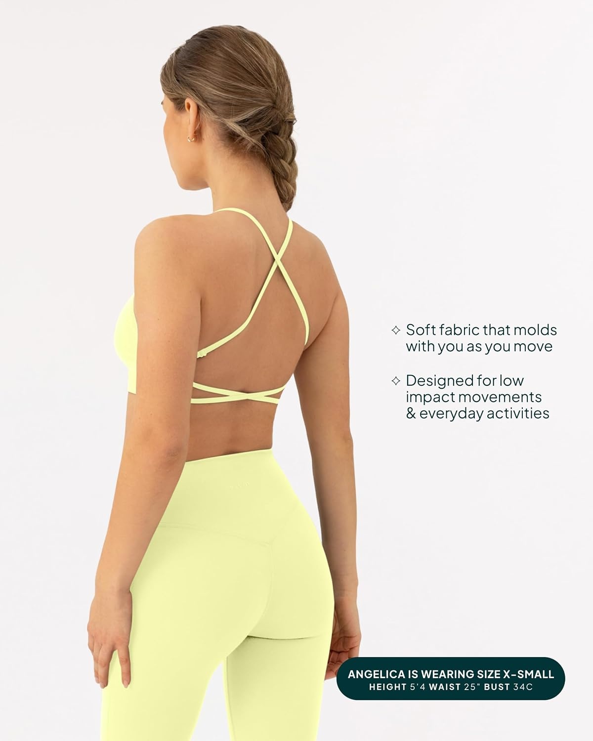 image:imagePAVOI ACTIVE Open Back Strappy Yoga Workout Bras for Women Low Support CrissCross Sports Gym Bra Removable Pads FlexFlowLemonade