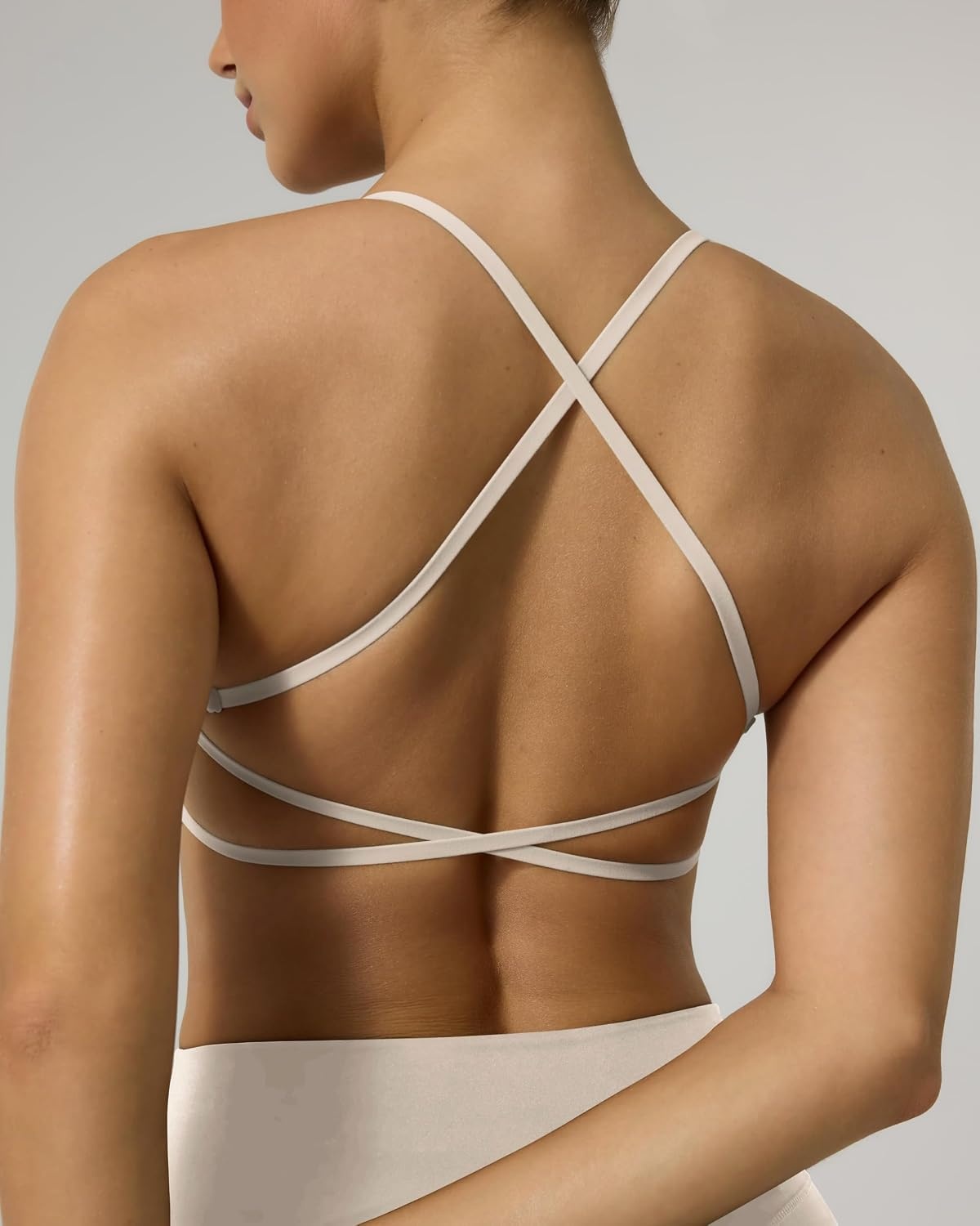 image:imagePAVOI ACTIVE Open Back Strappy Yoga Workout Bras for Women Low Support CrissCross Sports Gym Bra Removable Pads FlexFlowMoon