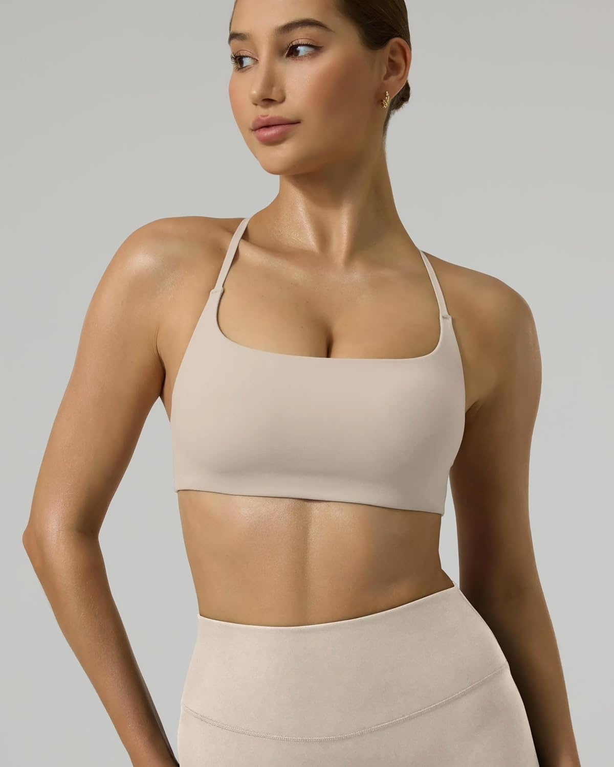 image:imagePAVOI ACTIVE Open Back Strappy Yoga Workout Bras for Women Low Support CrissCross Sports Gym Bra Removable Pads FlexFlowMoon