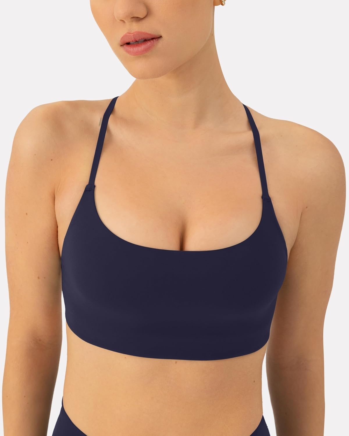 image:imagePAVOI ACTIVE Open Back Strappy Yoga Workout Bras for Women Low Support CrissCross Sports Gym Bra Removable Pads FlexFlowTwilight