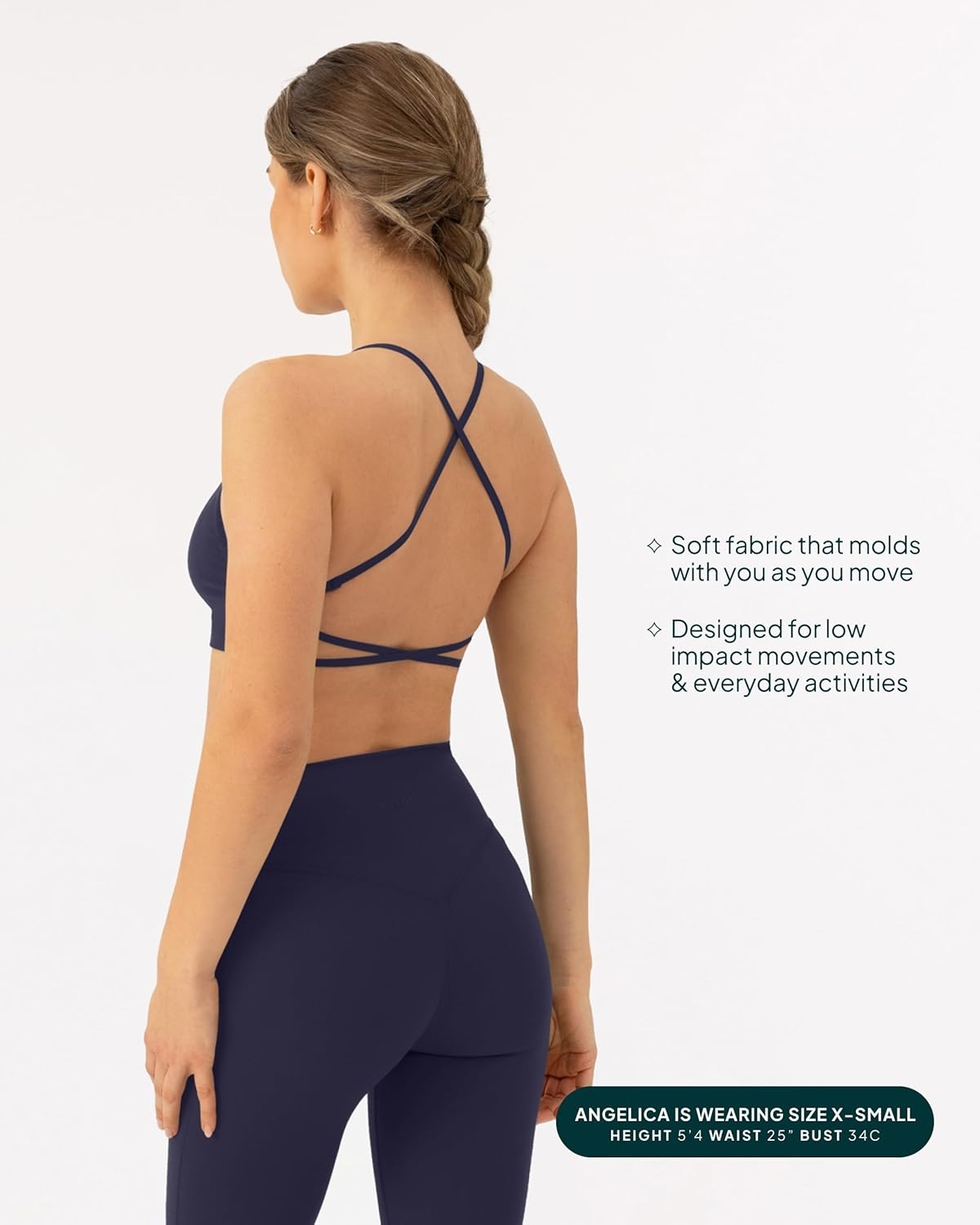 image:imagePAVOI ACTIVE Open Back Strappy Yoga Workout Bras for Women Low Support CrissCross Sports Gym Bra Removable Pads FlexFlowTwilight