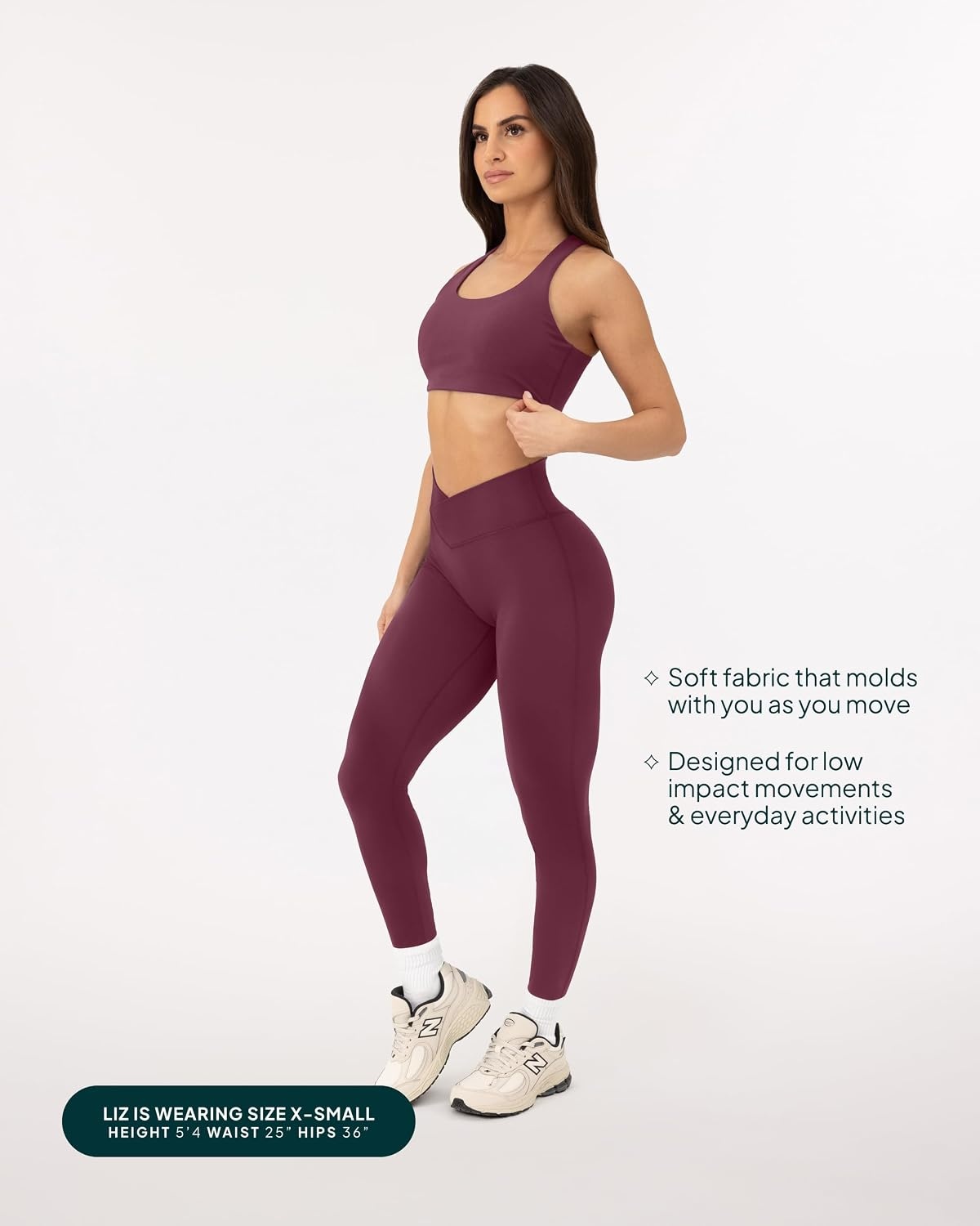 image:imagePAVOI ACTIVE Pilates Crossover Leggings for Women Buttery Soft High Waisted V Cut Cross Waist Workout Yoga Pants FlexFlowBordeaux