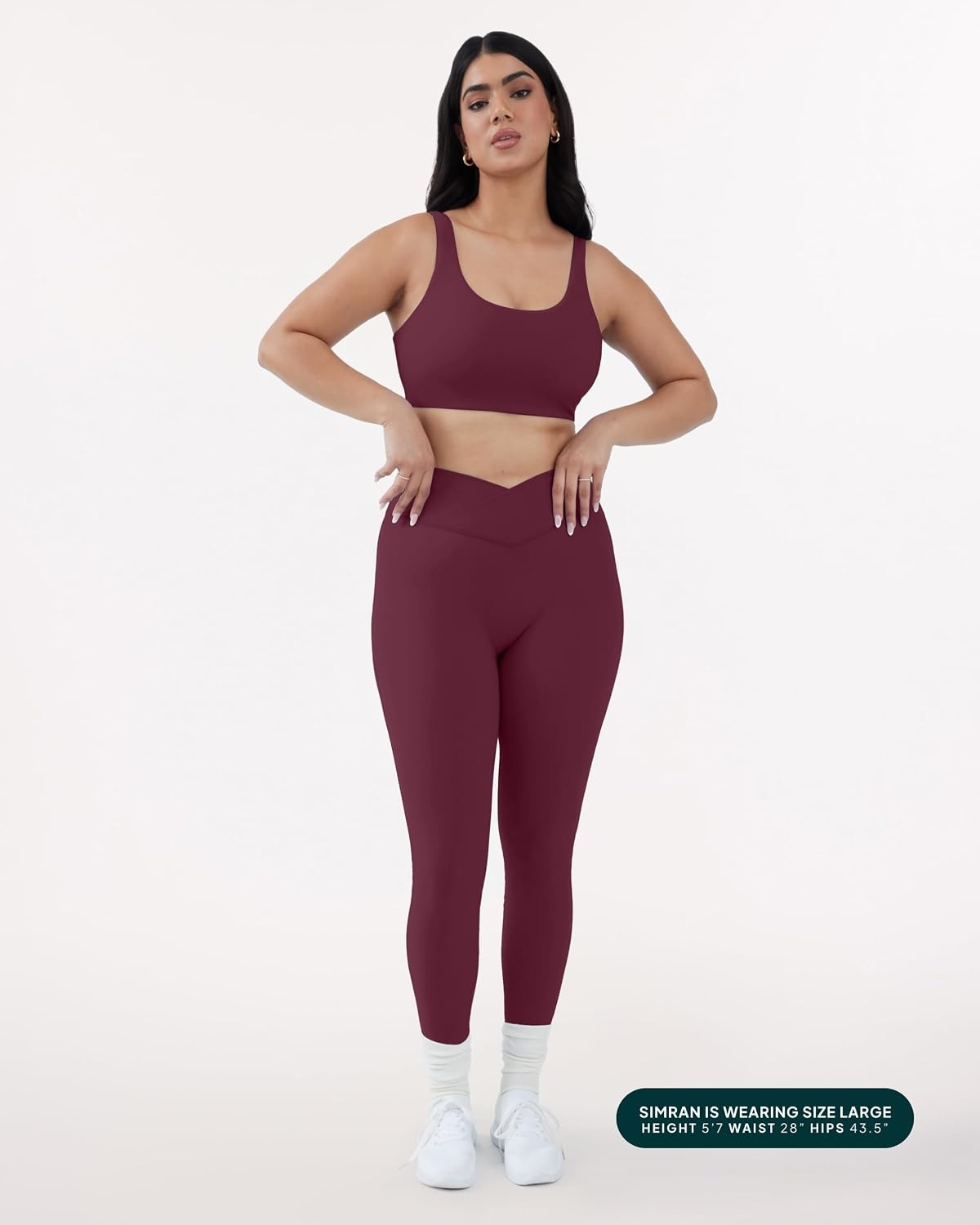 image:imagePAVOI ACTIVE Pilates Crossover Leggings for Women Buttery Soft High Waisted V Cut Cross Waist Workout Yoga Pants FlexFlowBordeaux