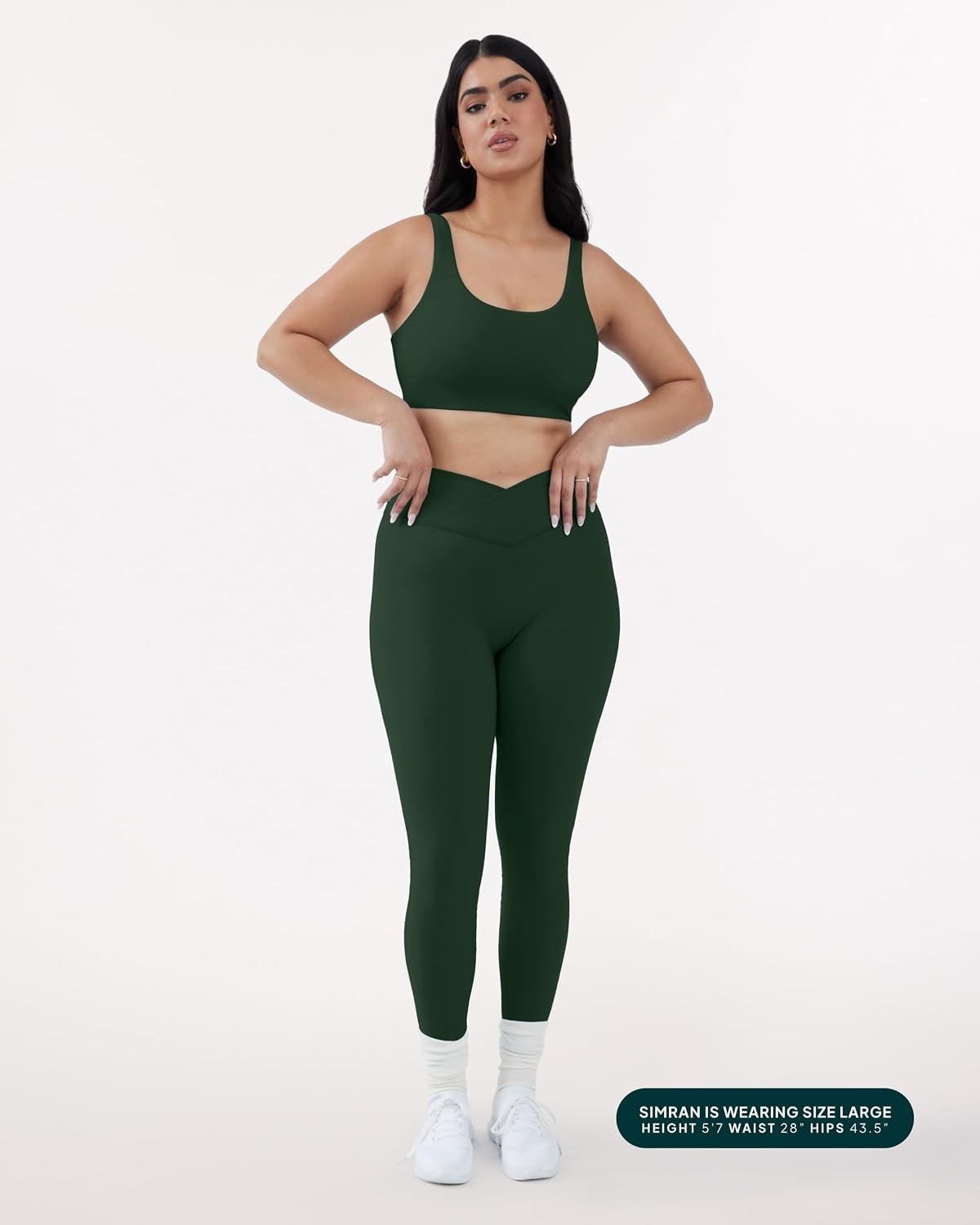 image:imagePAVOI ACTIVE Pilates Crossover Leggings for Women Buttery Soft High Waisted V Cut Cross Waist Workout Yoga Pants FlexFlowPine Green