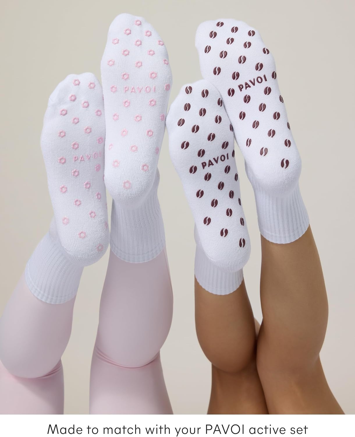 image:imagePAVOI ACTIVE Pilates Socks with Grips for Women One Size Non Slip QuarterCrew Grip Socks for Yoga Barre Bamboo BlendFlower