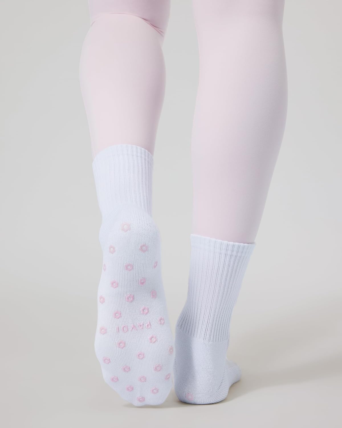 image:imagePAVOI ACTIVE Pilates Socks with Grips for Women One Size Non Slip QuarterCrew Grip Socks for Yoga Barre Bamboo BlendFlower