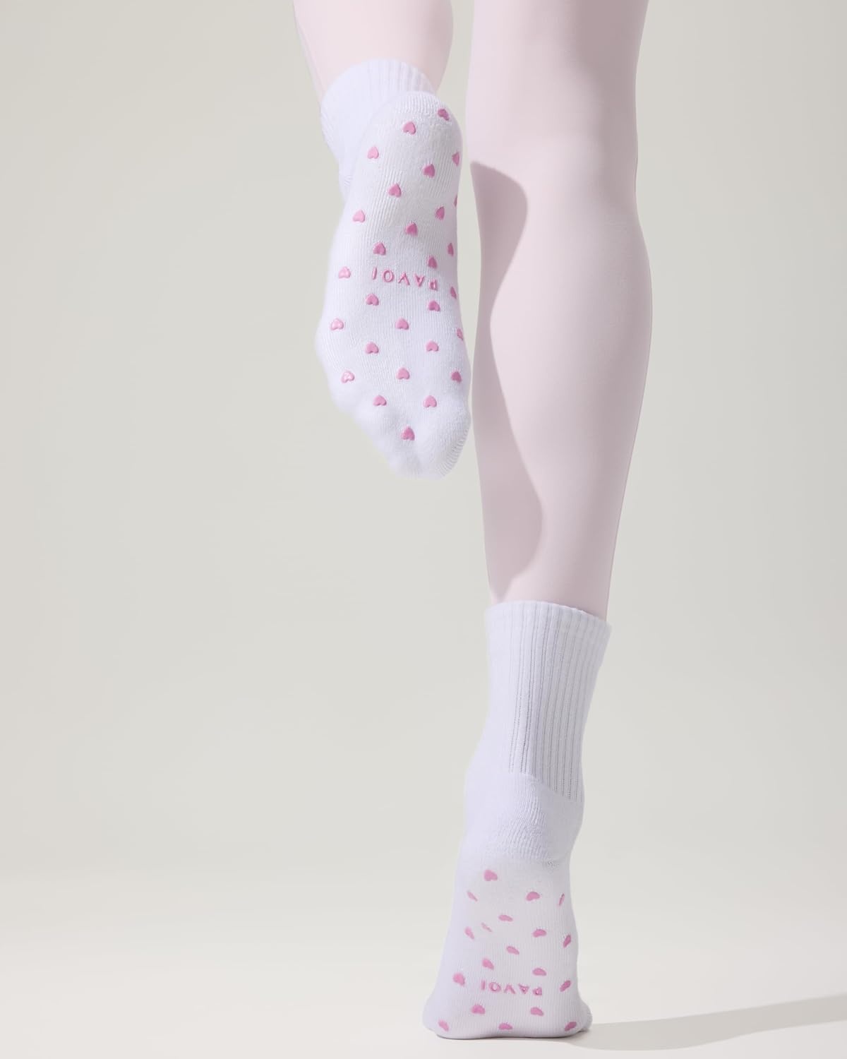 image:imagePAVOI ACTIVE Pilates Socks with Grips for Women One Size Non Slip QuarterCrew Grip Socks for Yoga Barre Bamboo BlendHeart
