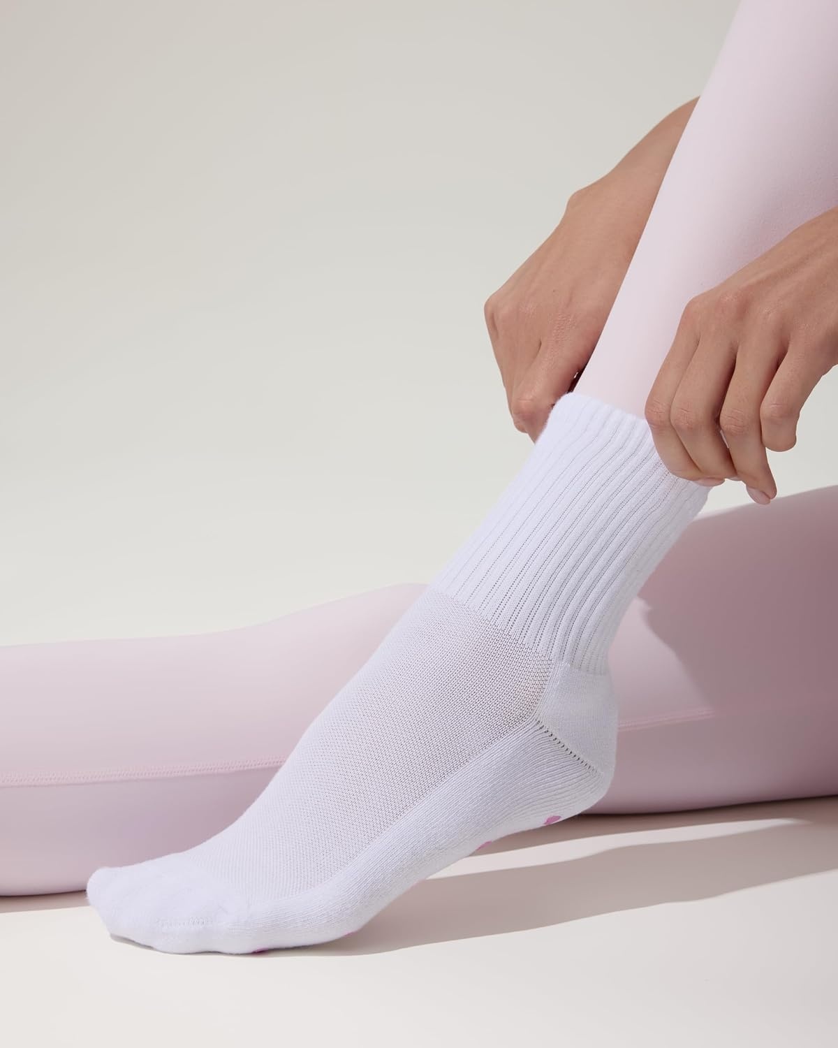 image:imagePAVOI ACTIVE Pilates Socks with Grips for Women One Size Non Slip QuarterCrew Grip Socks for Yoga Barre Bamboo BlendHeart