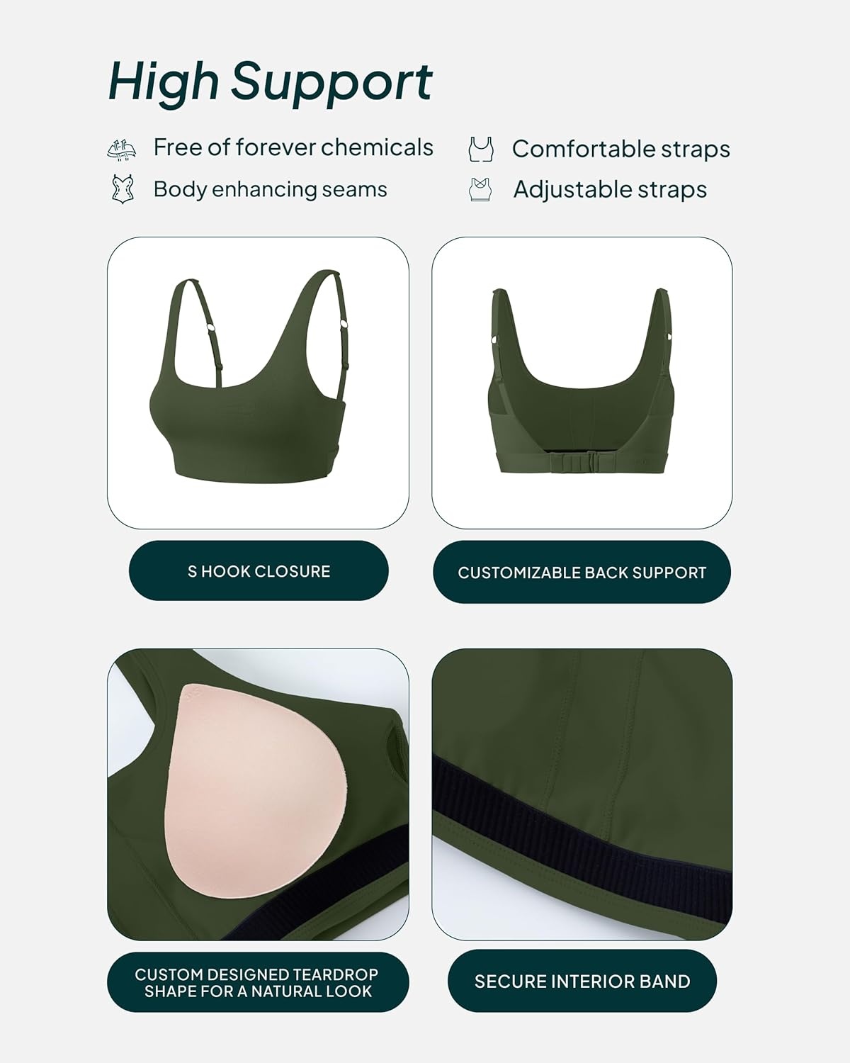 image:imagePAVOI ACTIVE Racerback Adjustable Sports Bra for Women High Support Convertible Straps High Impact Workout Bras HiPerformArmy