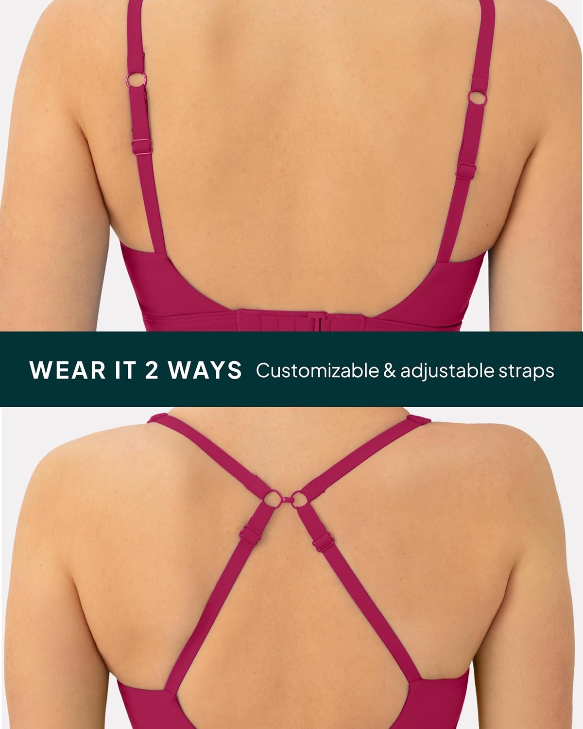 image:imagePAVOI ACTIVE Racerback Adjustable Sports Bra for Women High Support Convertible Straps High Impact Workout Bras HiPerformBerry