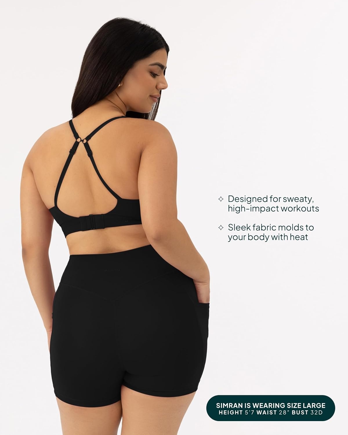 image:imagePAVOI ACTIVE Racerback Adjustable Sports Bra for Women High Support Convertible Straps High Impact Workout Bras HiPerformBlack