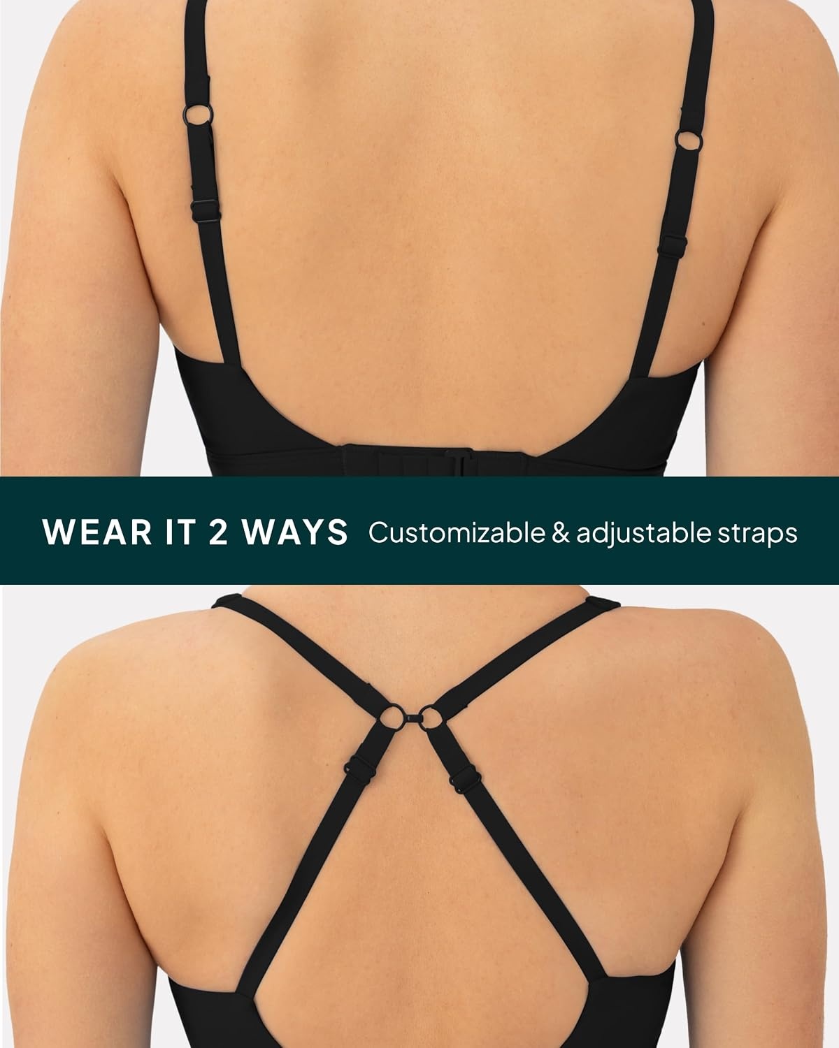 image:imagePAVOI ACTIVE Racerback Adjustable Sports Bra for Women High Support Convertible Straps High Impact Workout Bras HiPerformBlack