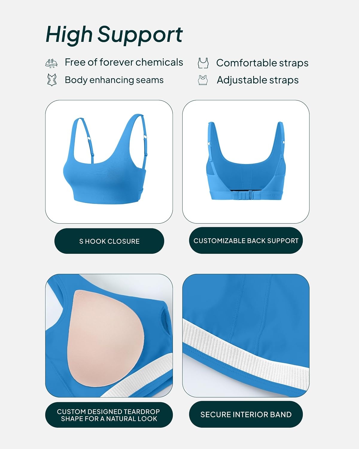 image:imagePAVOI ACTIVE Racerback Adjustable Sports Bra for Women High Support Convertible Straps High Impact Workout Bras HiPerformRoyal Blue