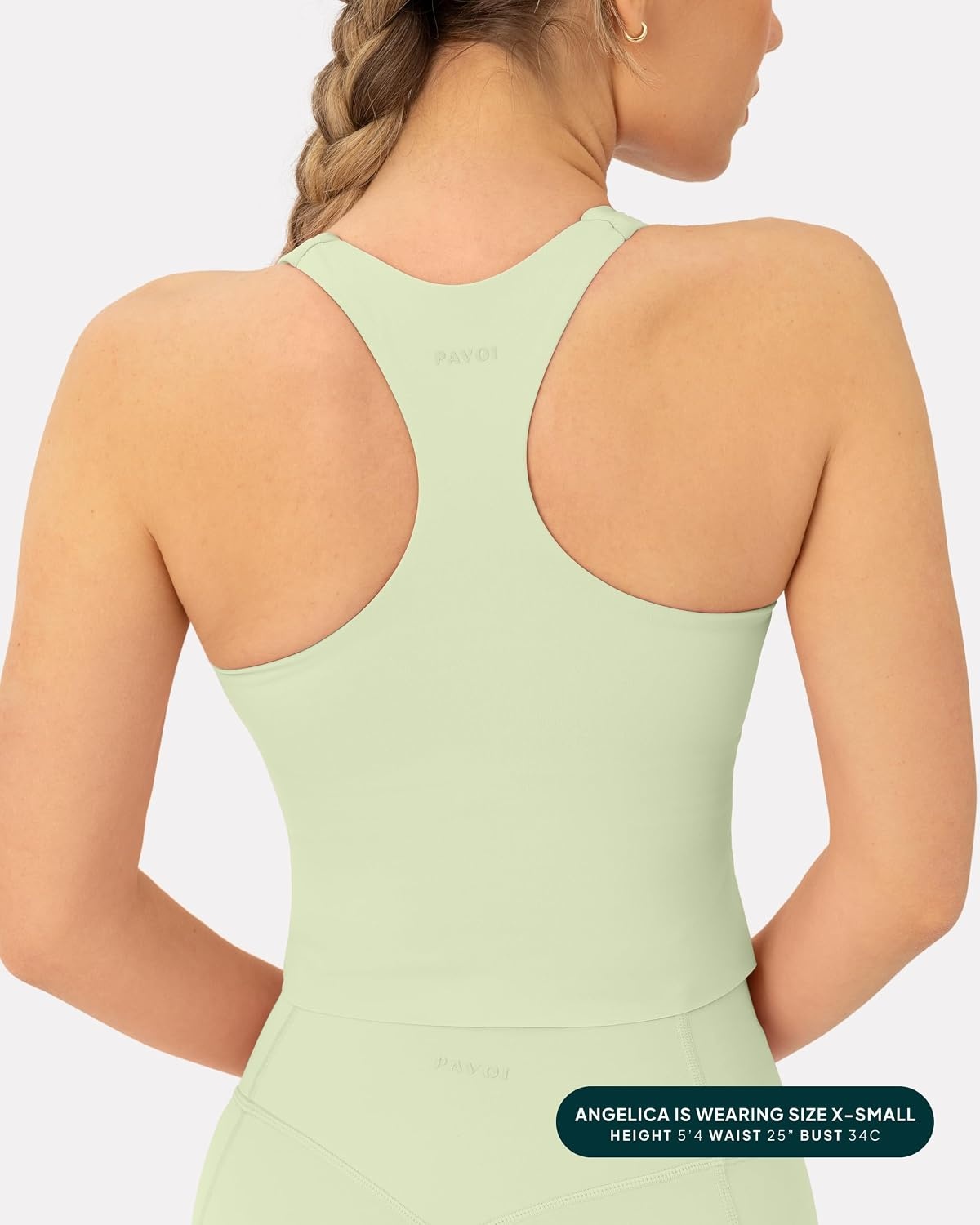 image:imagePAVOI ACTIVE Racerback Workout Tank Tops for Women Built in Bra Medium Support Scoop Athletic Tank Top Shelf Bra HiPerformPistachio